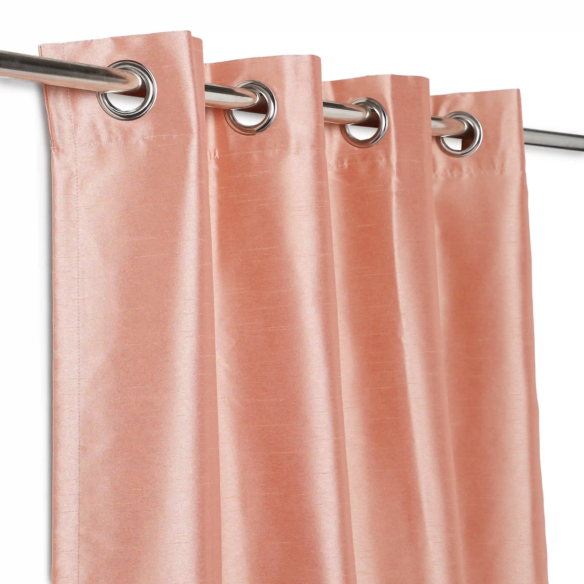 Paleto Set Of 2 Solid Readymade Curtains | Pure Hues Blush Peach / Door (4.25ft X 7.22ft)