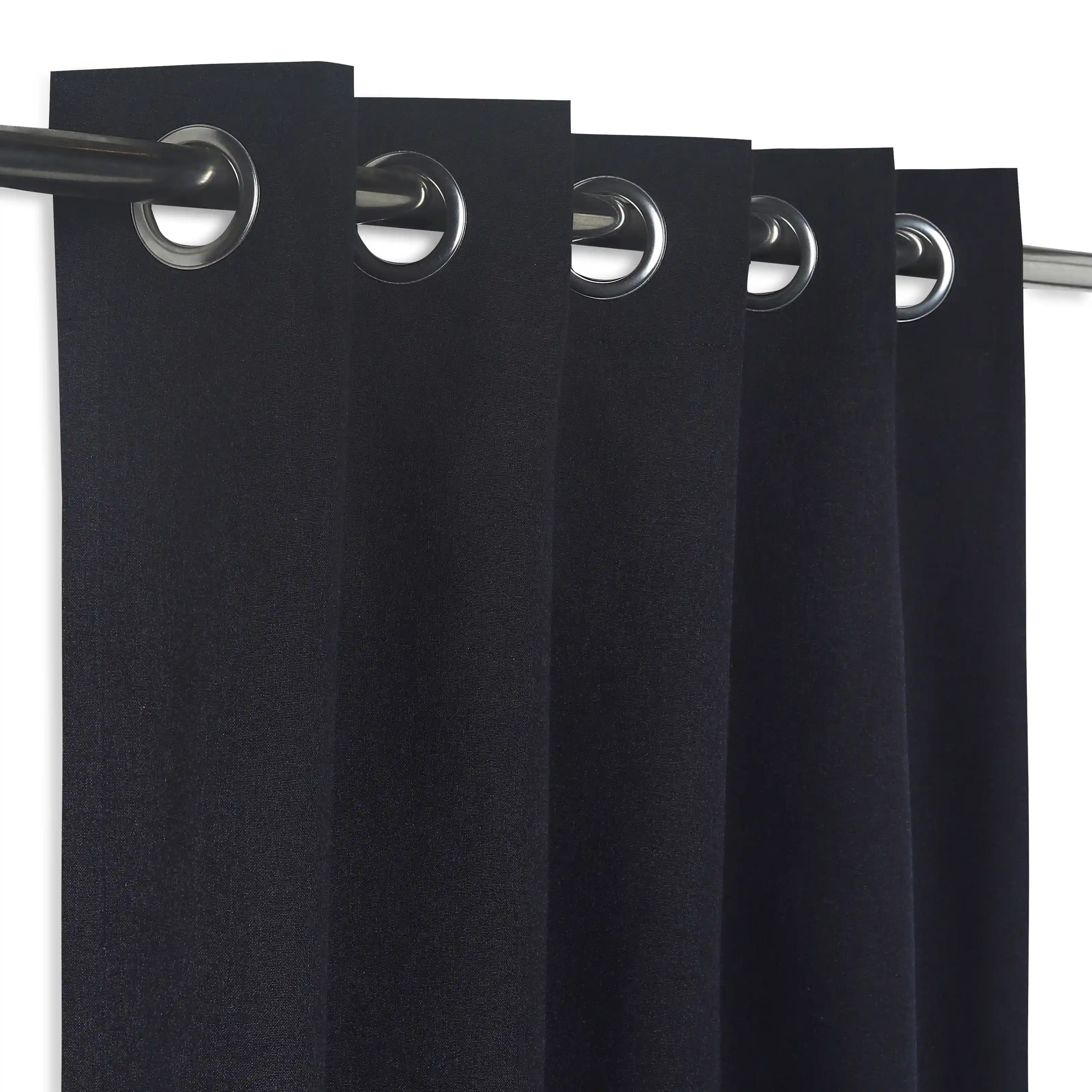 Pelushe Set Of 2 100% Cotton Solid Readymade Curtains | Everyday Hues Black Beauty / Door-XL (9ft X 4.4ft)