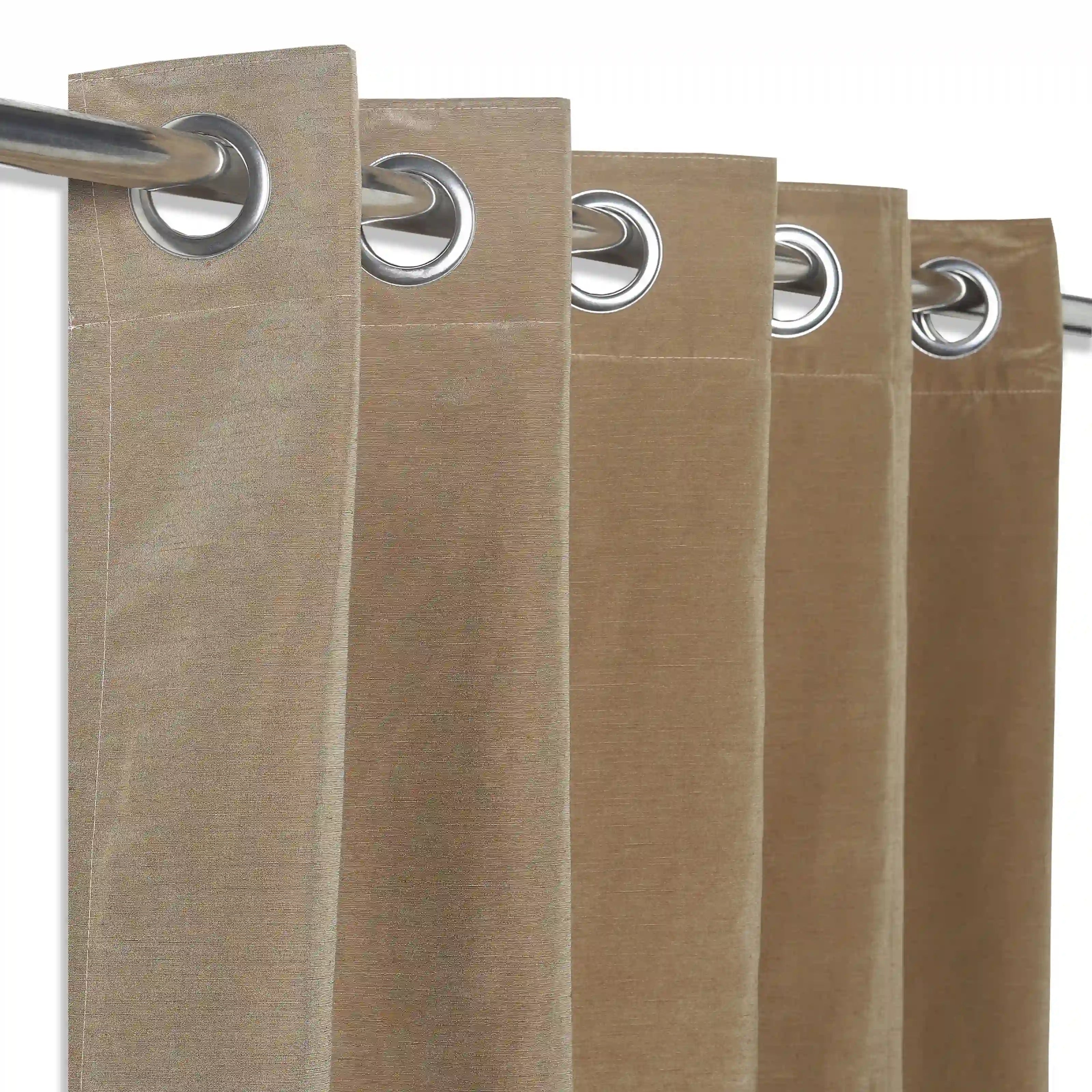 Paleto Set Of 2 Solid Readymade Curtains | Hue Harmony Peanut / Window (5ft X 4.4ft)
