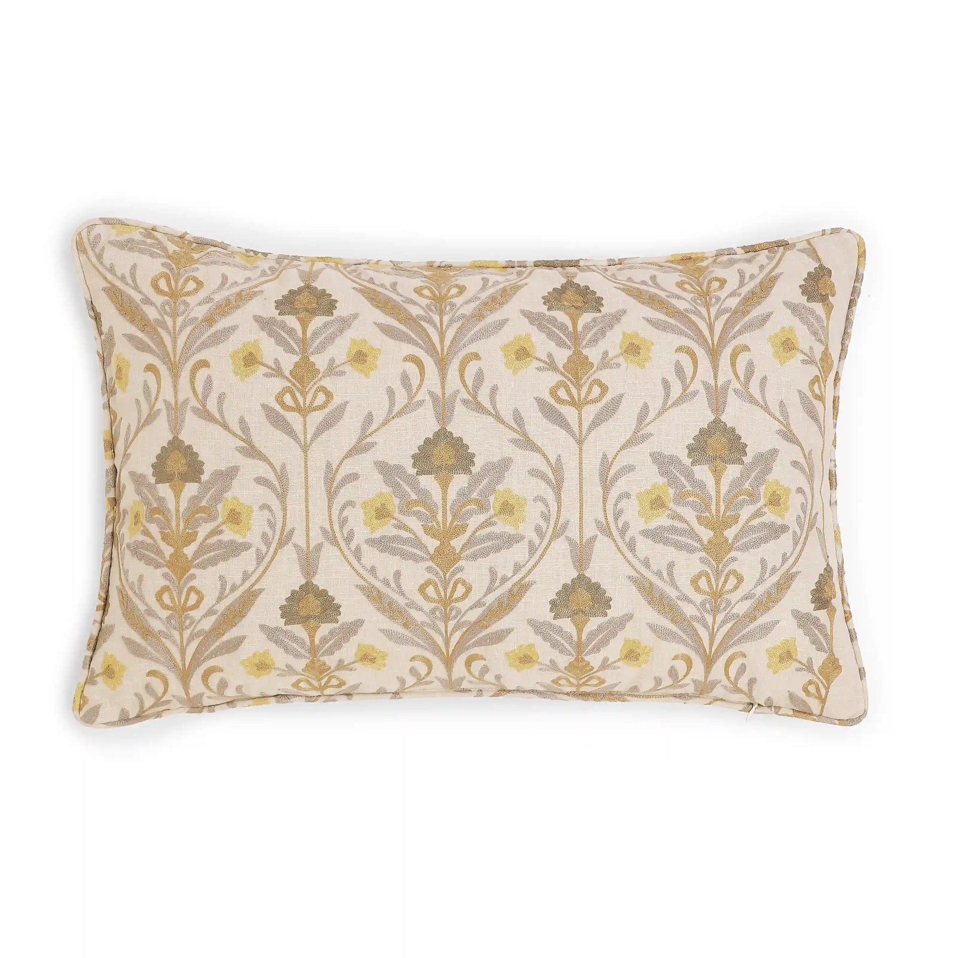 Espricia Embroidered Cushion Cover | Saanjh Baked Sand / Cushion Cover (41cm x 66cm)