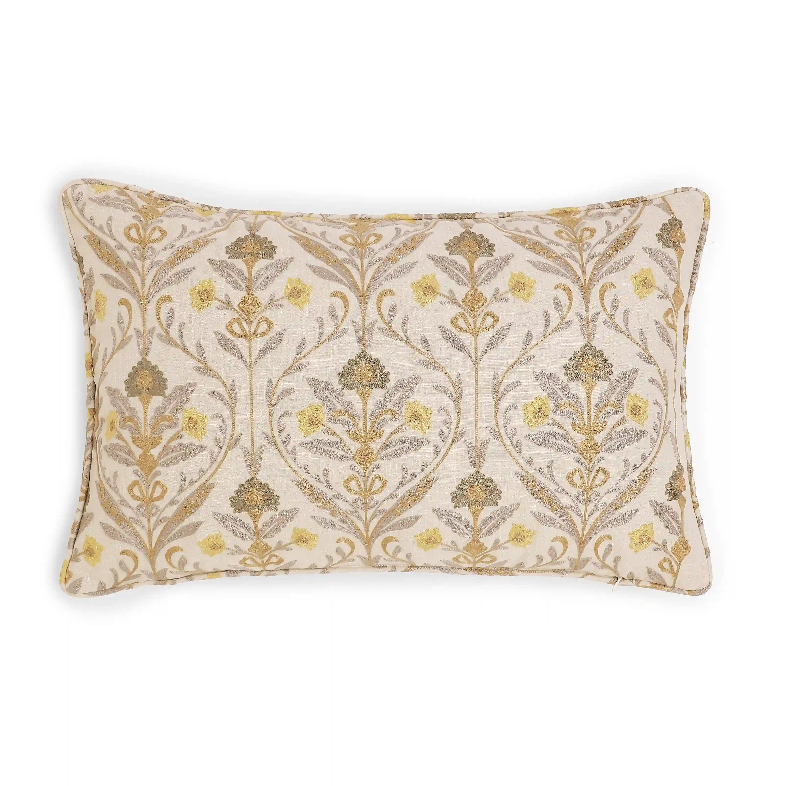 Espricia Embroidered Cushion Cover | Saanjh Baked Sand / Cushion Cover (41cm x 66cm)