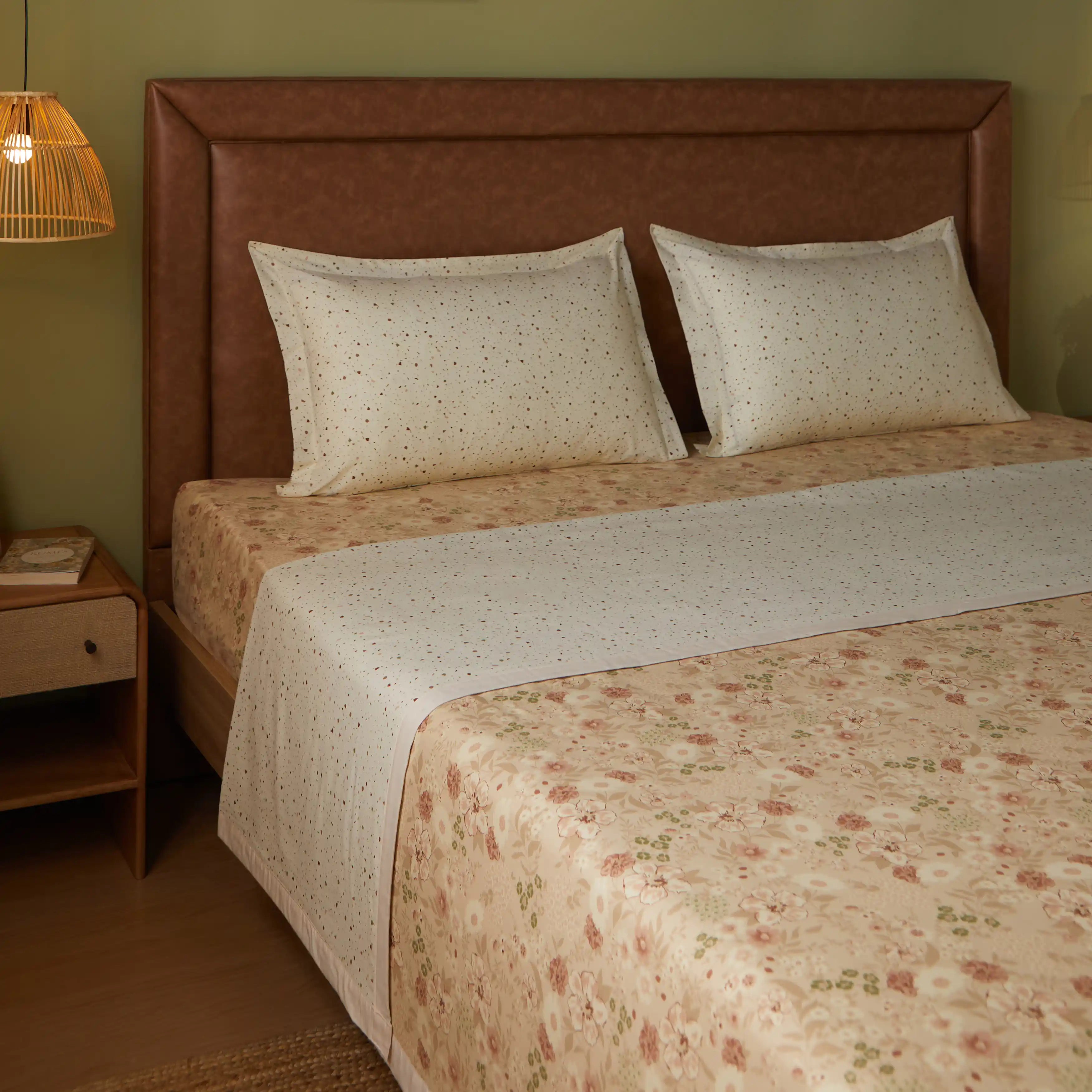 Mishella Printed Beige Bedding Set-1 (Dbl Bedsheet + Dbl Dohar) Beige / Double