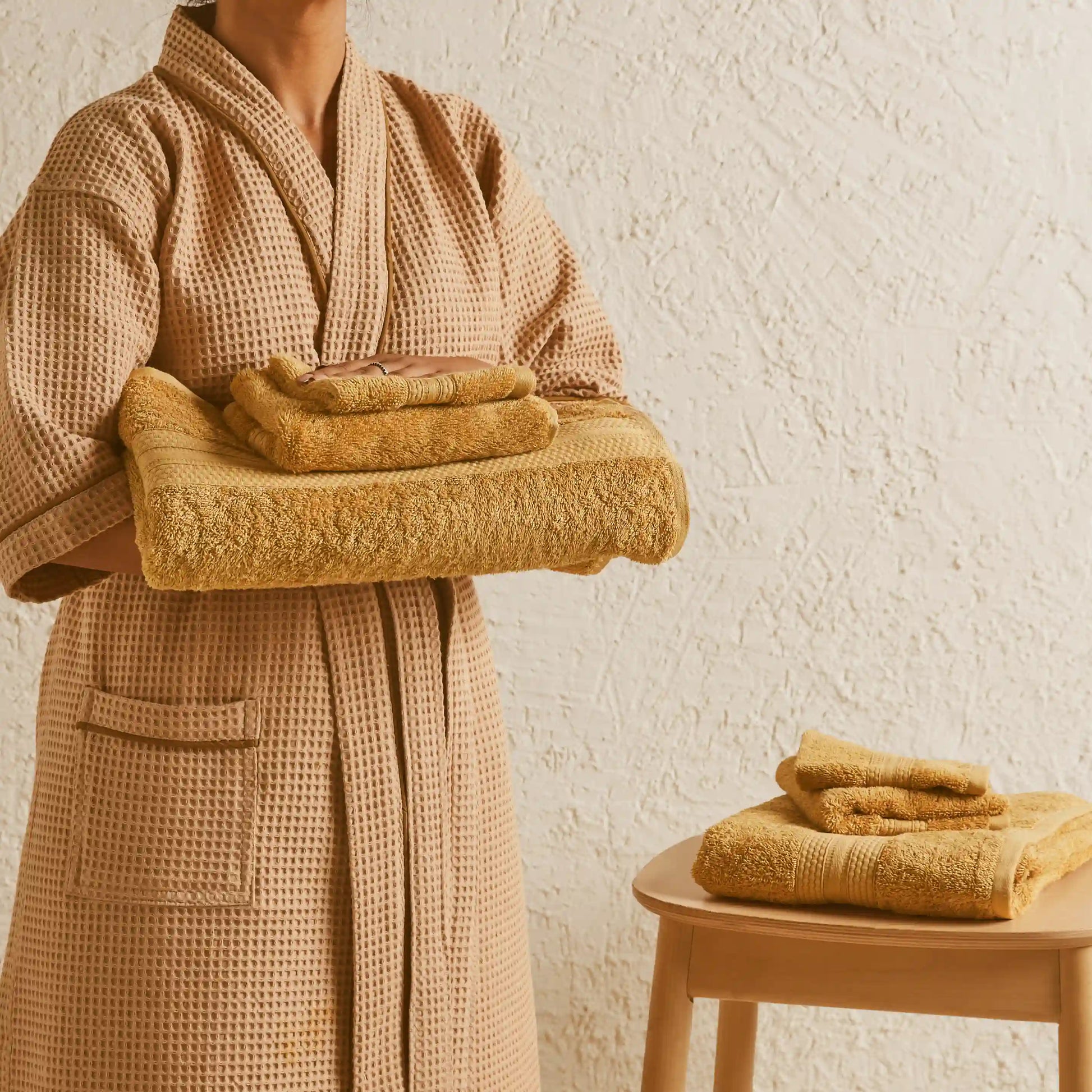 Paleto | Everyday Essentials Absorbent Ring Spun Cotton 6 Piece Terry Towel Set | Set of Bath, Hand & Face Towels Beige / 6 Piece Set