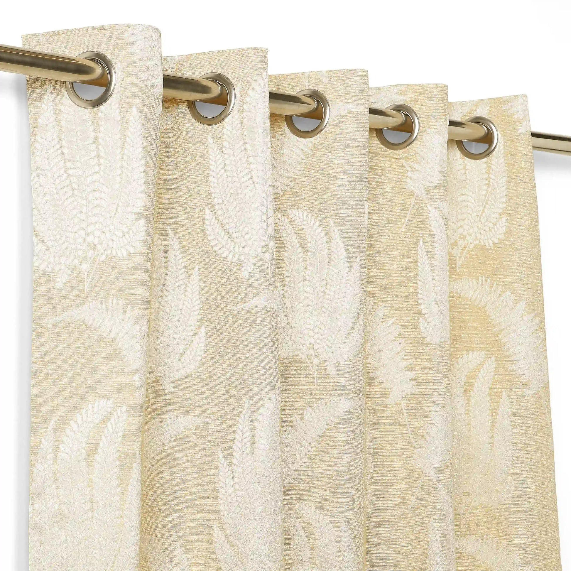 De Jacquard - Classic Set Of 2 Jacquard Readymade Curtains | Tropical Whisper Caramel / Door-XL (9ft X 4.4ft)