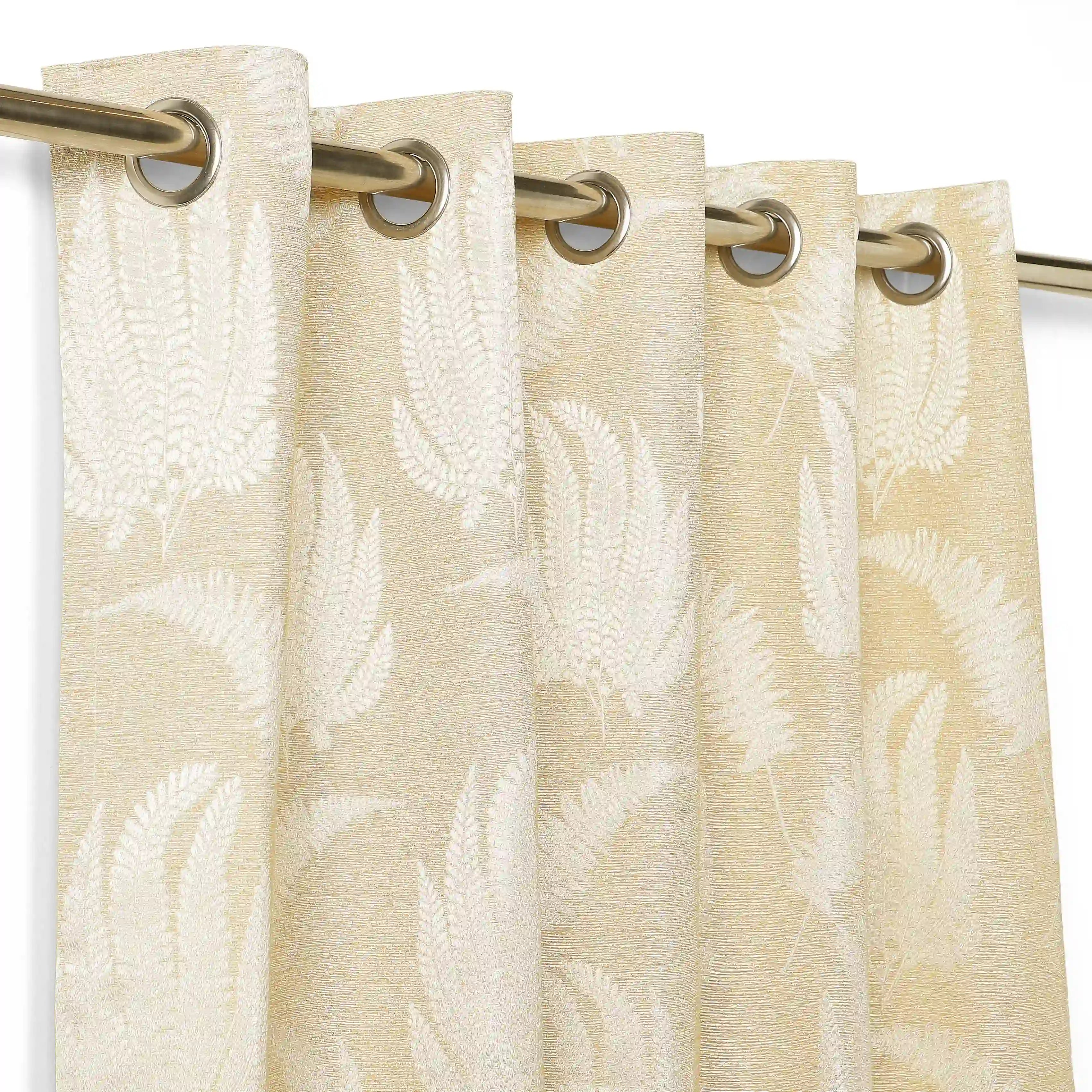 De Jacquard - Classic Set Of 2 Jacquard Readymade Curtains | Tropical Whisper Caramel / Door-XL (9ft X 4.4ft)