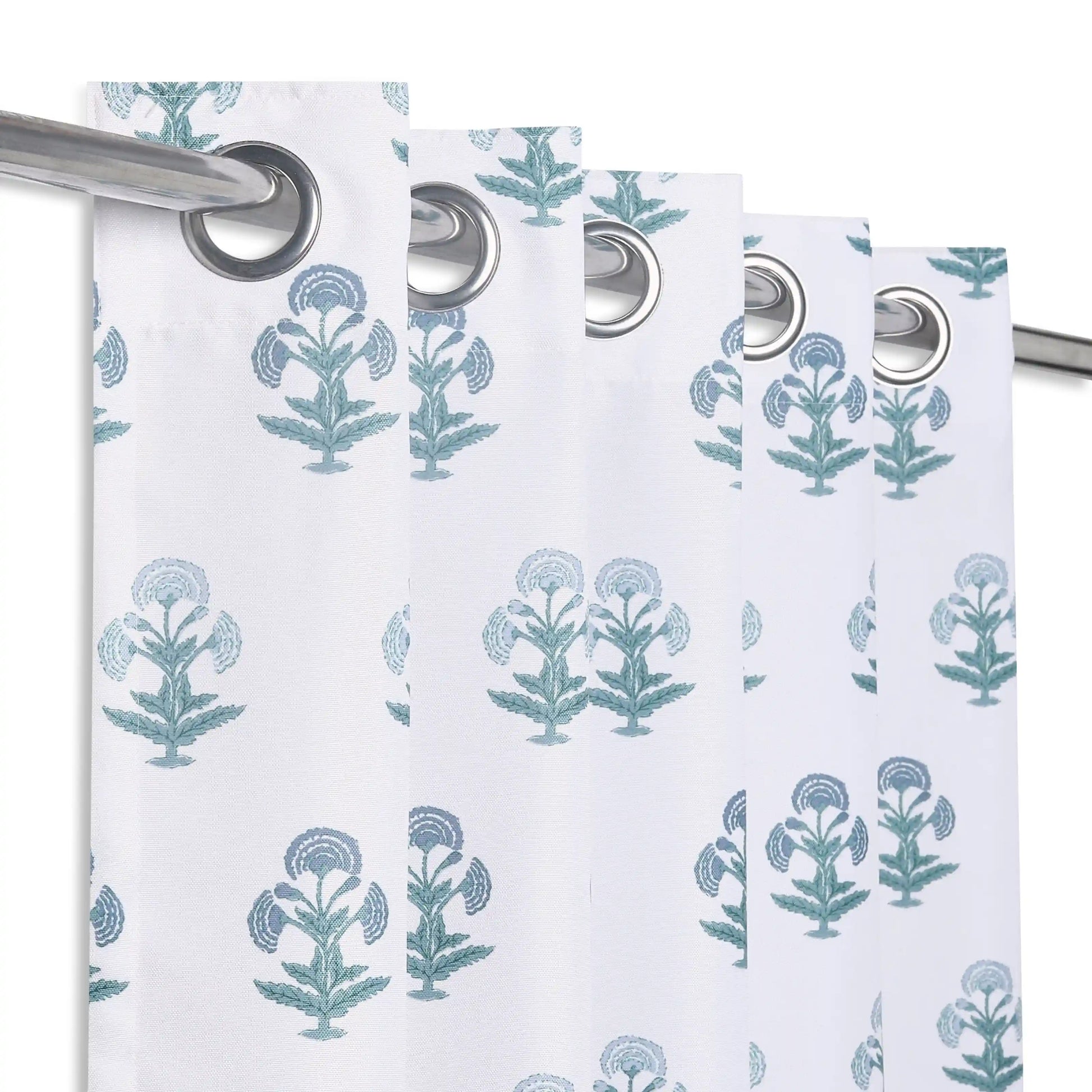 Chippa Lane Set Of 2 Printed Readymade Curtains | 
Jaipur Echo Blue / Window (5ft X 4.4ft)