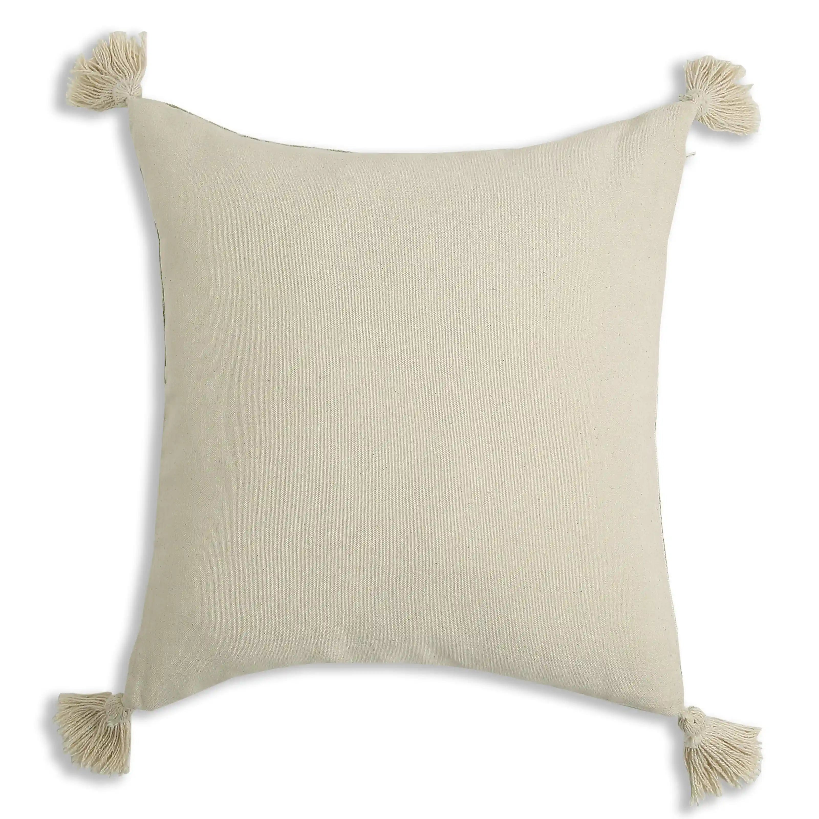 Espricia Embroidered Cushion Cover | Jharokha Green / Cushion Cover (41cm x 41cm)