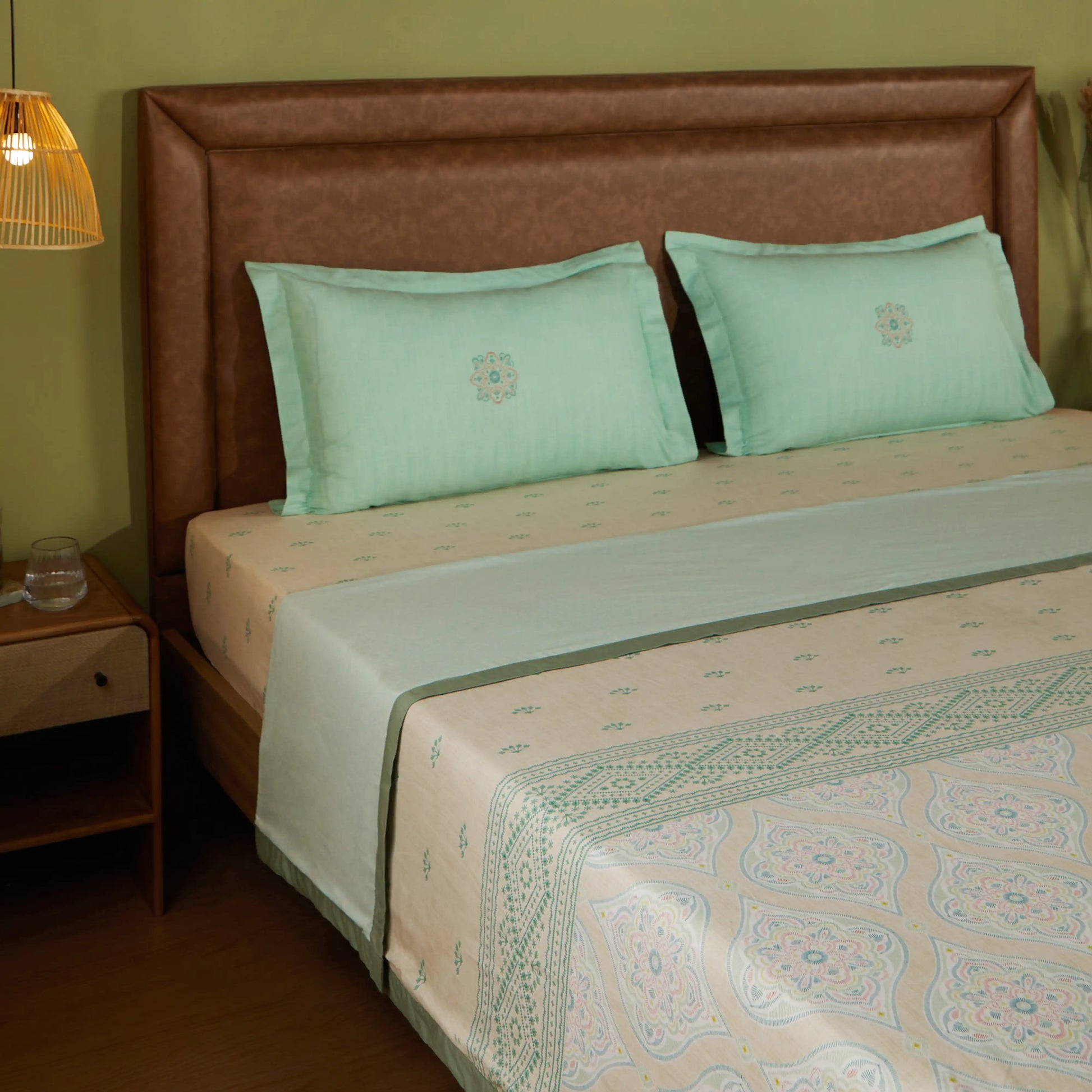 Chippa Lane | Contemporary Indian Print Design Reversible Dohar with Super Soft Flannel Layering-Sage Sage / Double