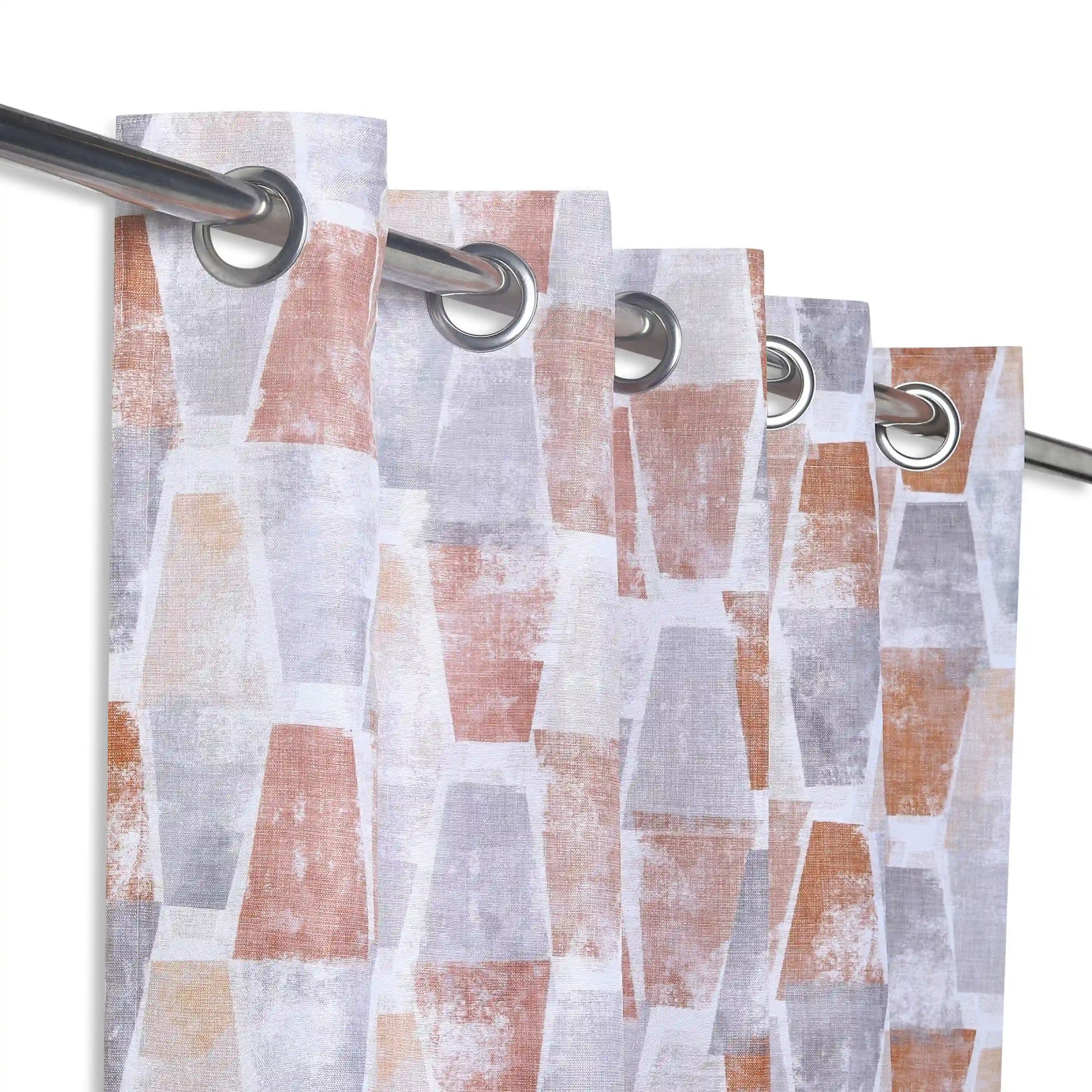 Chippa Lane Set Of 2 Printed Readymade Curtains | Brickscapes Hazel / Door (7ft X 4.4ft)
