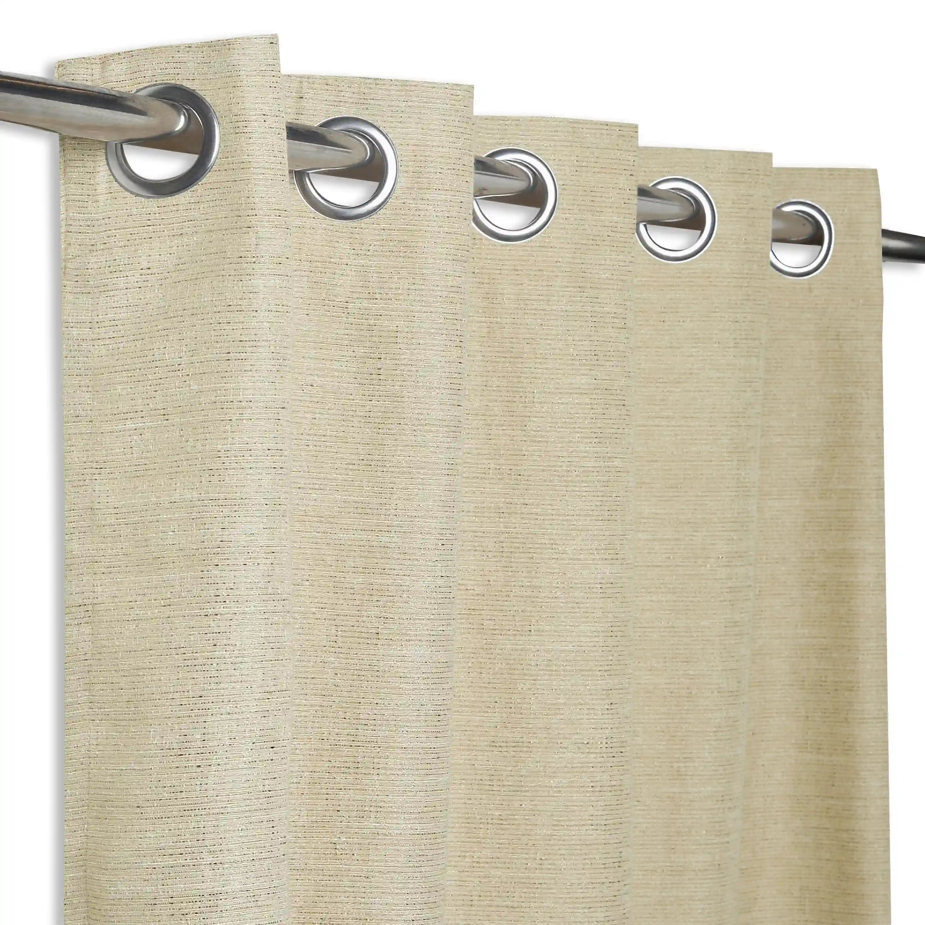 Paleto Set Of 2 Solid Readymade Curtains | Rain & Mist Baked Sand / Window (5ft X 4.4ft)