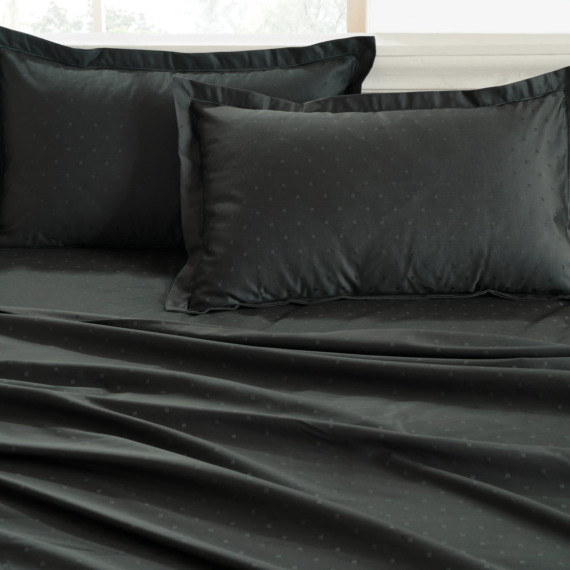 Ricaso | 1000TC Egyptian Cotton Swiss Dot Super Soft Fitted Sheet Set | Pillow Cover with Merrow Hem Treatment Dark Grey / King