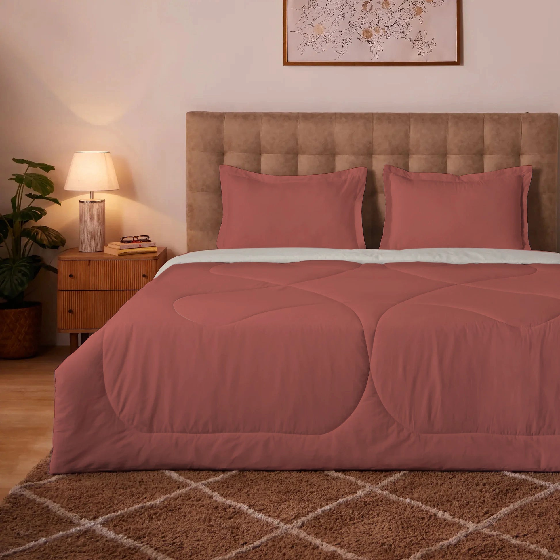 Plumelle | Extra Warm 300 GSM Reversible Premium Comforter - Burnt Sienna & Peach Burnt Sienna & Peach / King