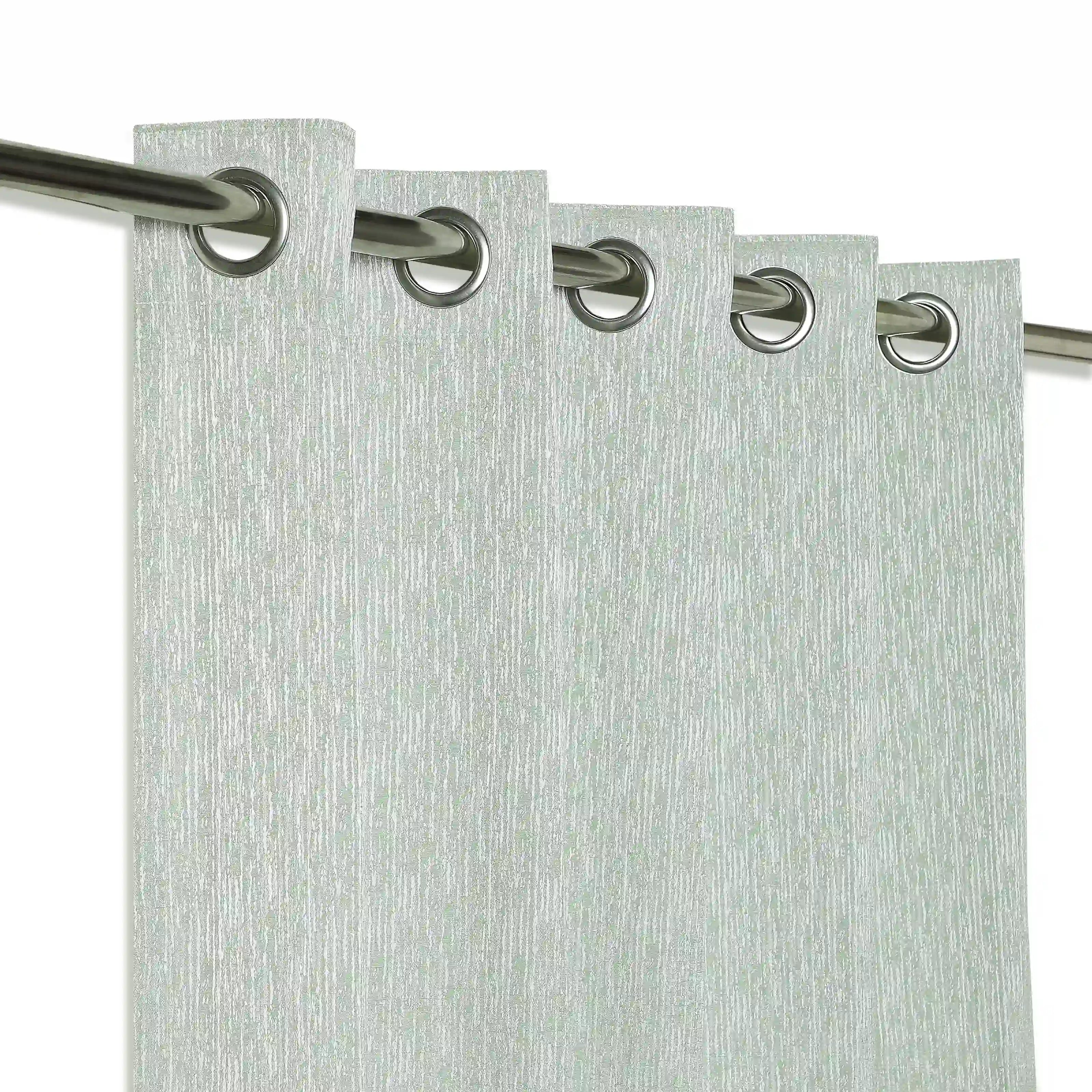 De Jacquard - Classic Set Of 2 Jacquard Readymade Curtains | Woodland Dreams Mint Lagoon / Window (5ft X 4.4ft)