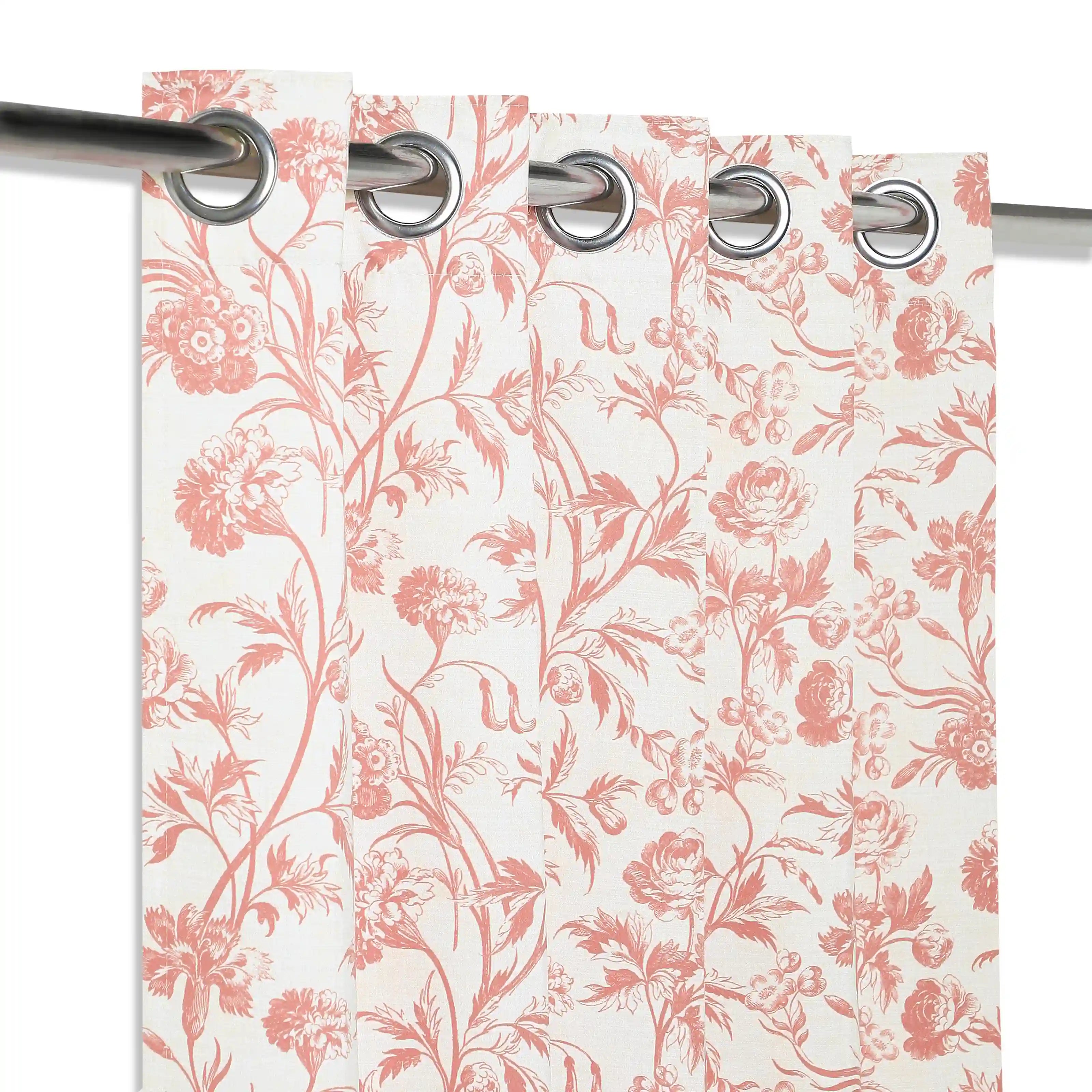 Bloomshire Classic Set Of 2 Printed Readymade Curtains | Shadow Bloom Smoky Rouge / Door (7ft X 4.4ft)