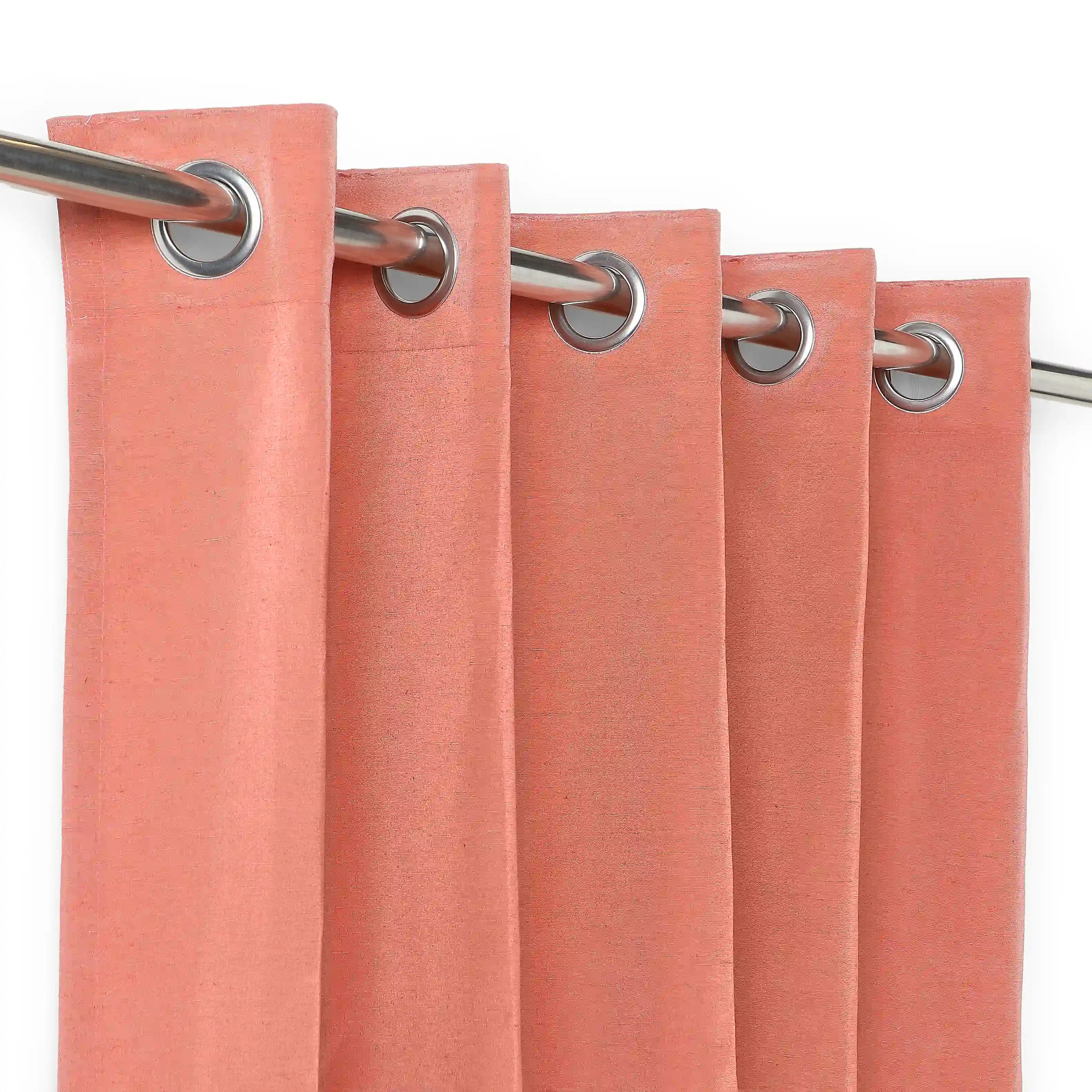 Paleto Set Of 2 Solid Readymade Curtains | Hue Harmony Clay / Door (7ft X 4.4ft)