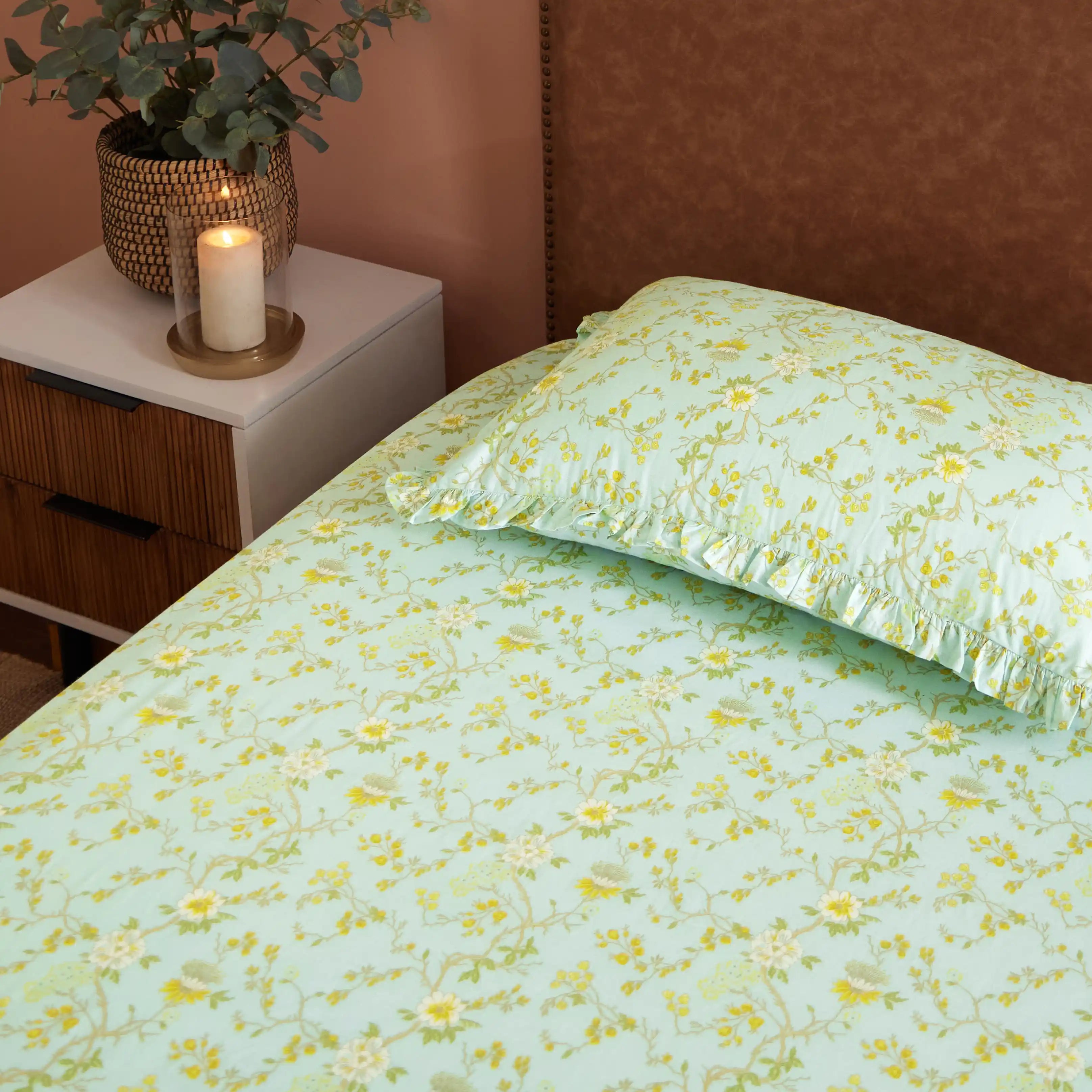 Bloomshire Luxe 100% Cotton Bedsheet Set Light Blue / Single