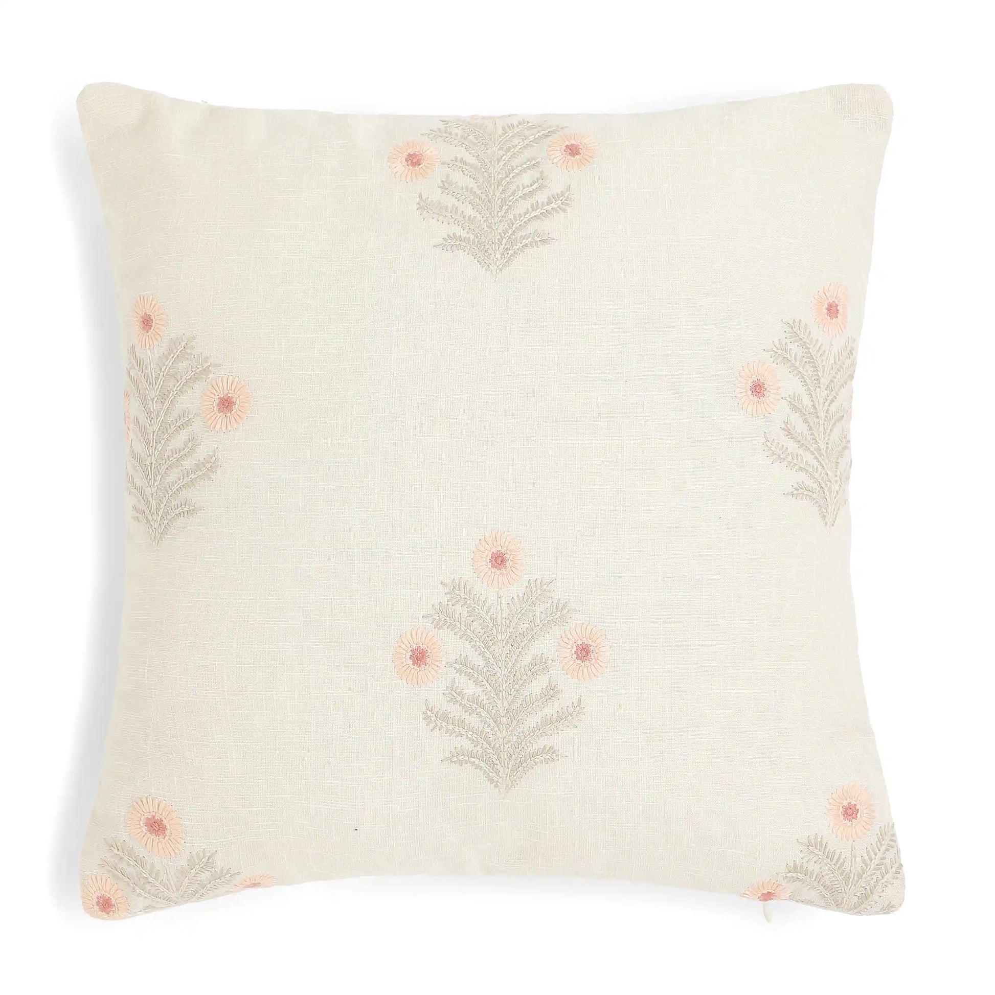 Vissencia Embroidered Cushion Cover | Threaded Bloom Light Pink / Cushion Cover (41cm x 41cm)
