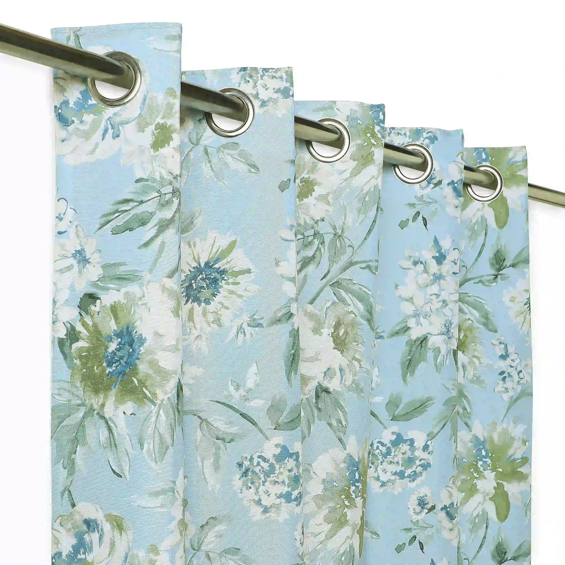 Chippa Lane Set Of 2 Printed Readymade Curtains | Floral Mist Floral Ocean / Window (5ft X 4.4ft)