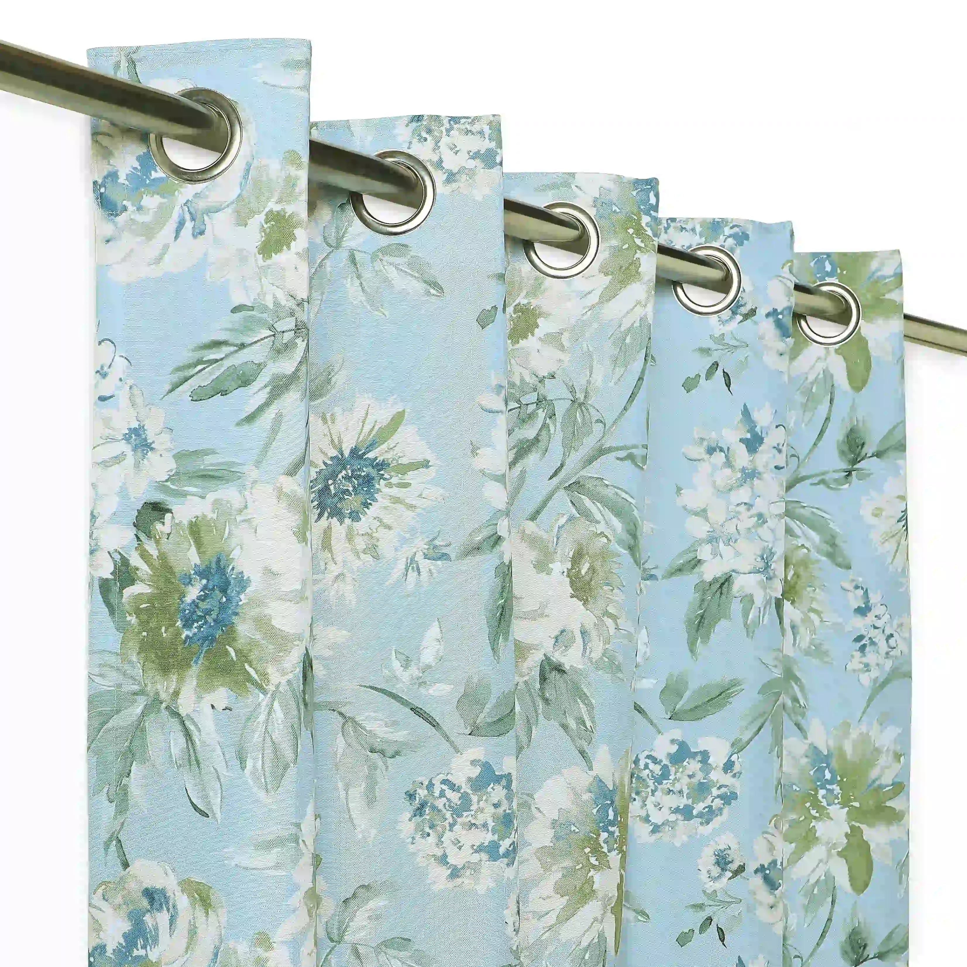 Chippa Lane Set Of 2 Printed Readymade Curtains | Floral Mist Floral Ocean / Window (5ft X 4.4ft)