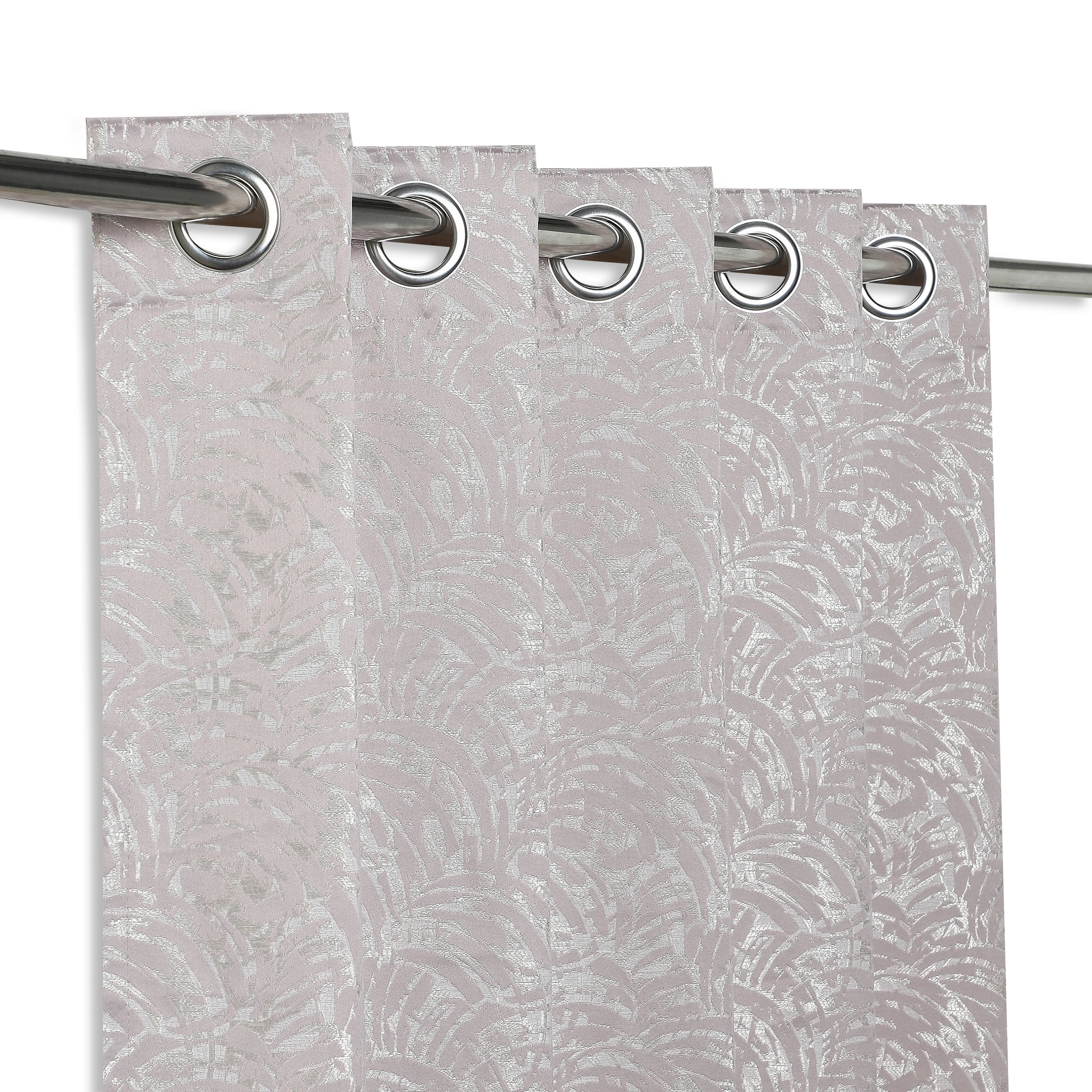 De Jacquard - Luxe Set Of 2 Jacquard Readymade Curtains | Natural Imprint Misty Lavender / Door-XL (9ft X 4.4ft)