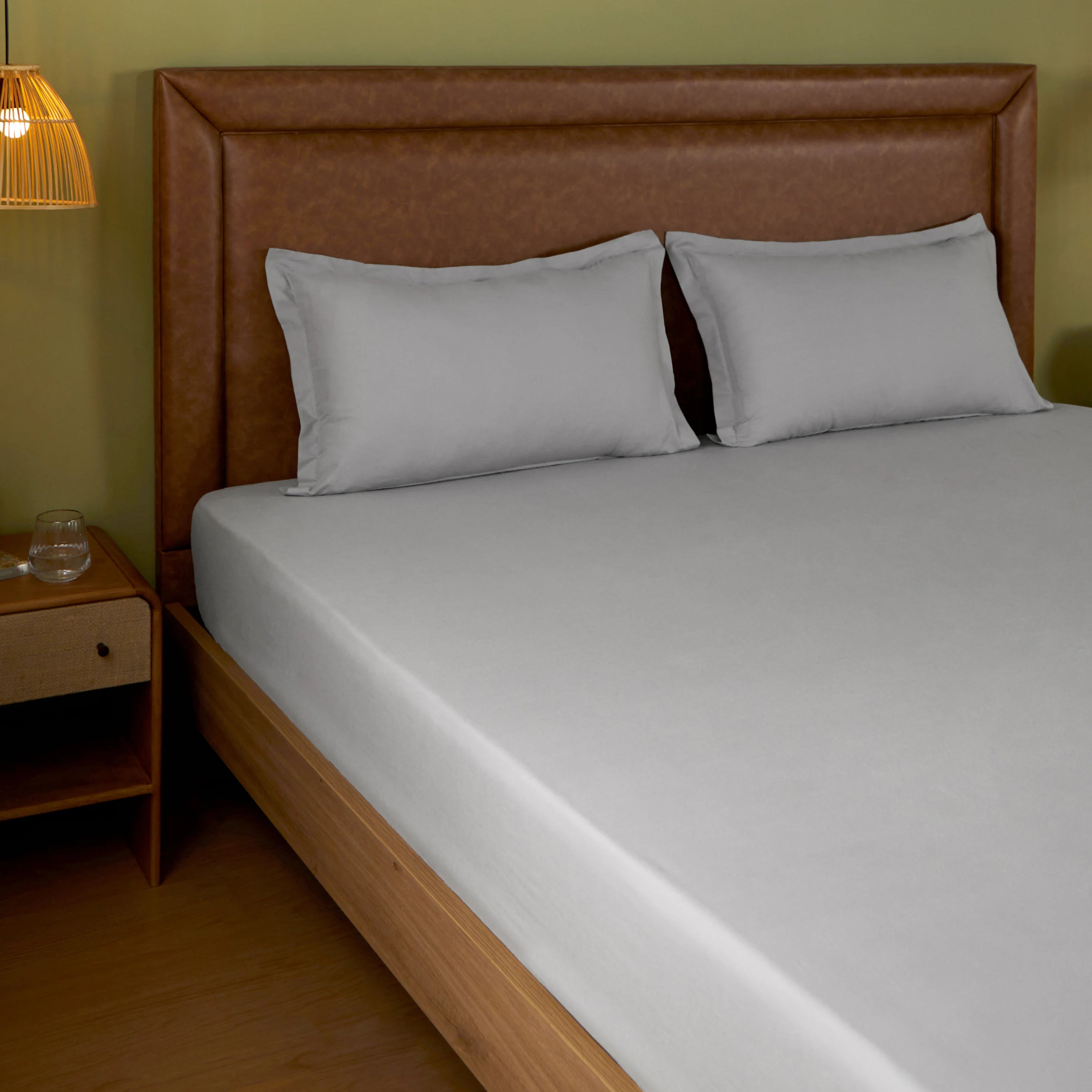 Paleto | Everyday Hues Solid Dyed Cotton Bedsheet Set-Grey Grey / Super King