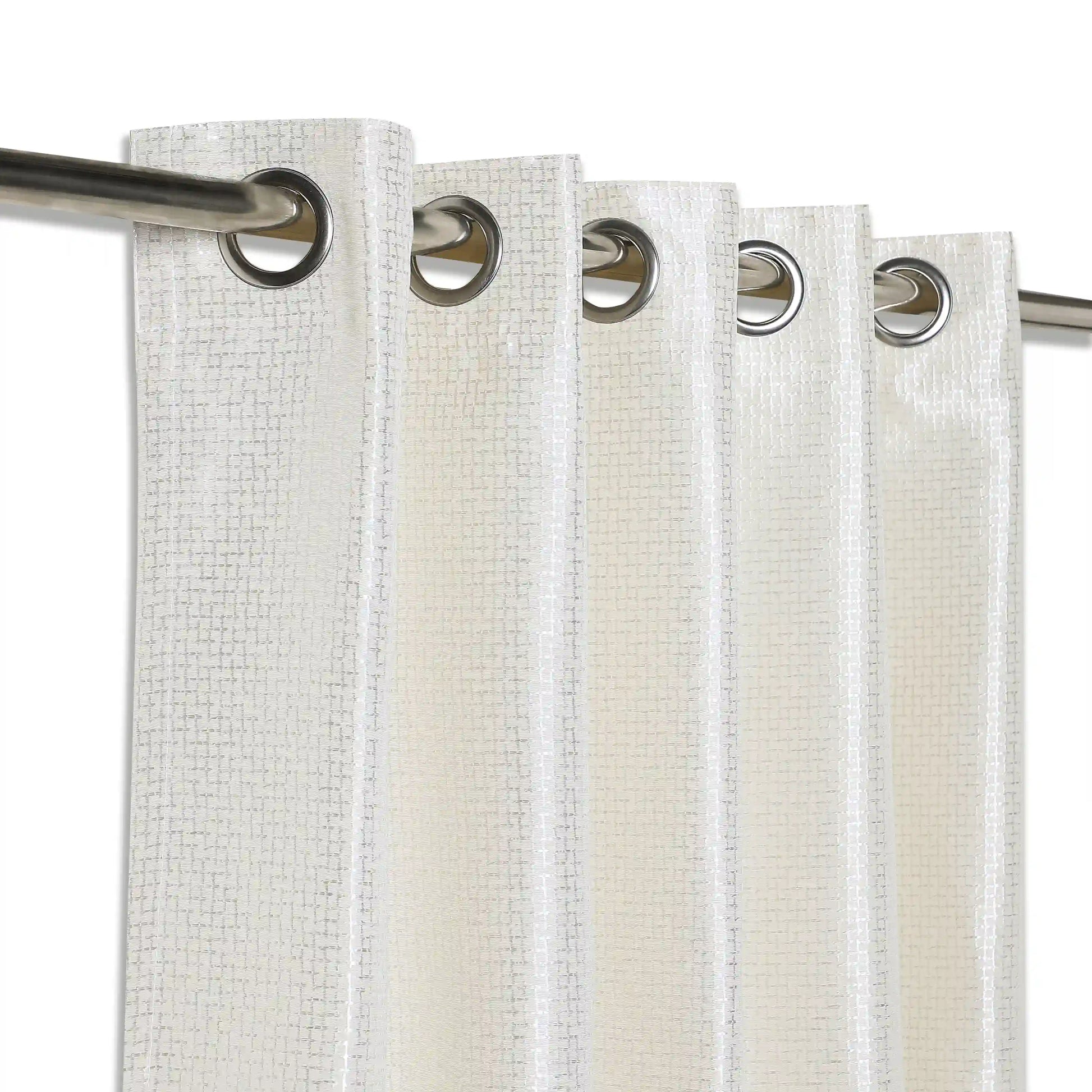 Pelushe Set Of 2 Solid Readymade Curtains | Checkered Nature Butterscotch / Door (7ft X 4.4ft)