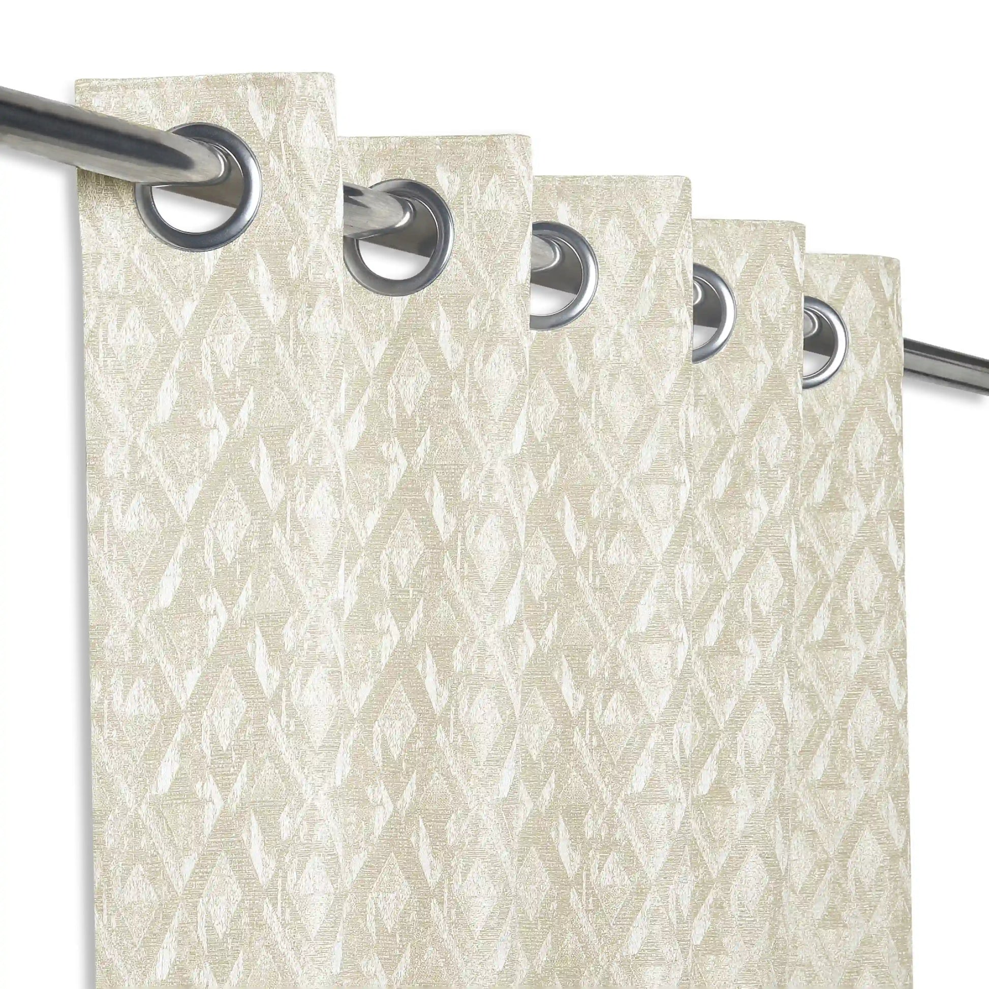 De Jacquard - Classic Set Of 2 Jacquard Readymade Curtains | Diamond Drift Stone / Door-XL (9ft X 4.4ft)