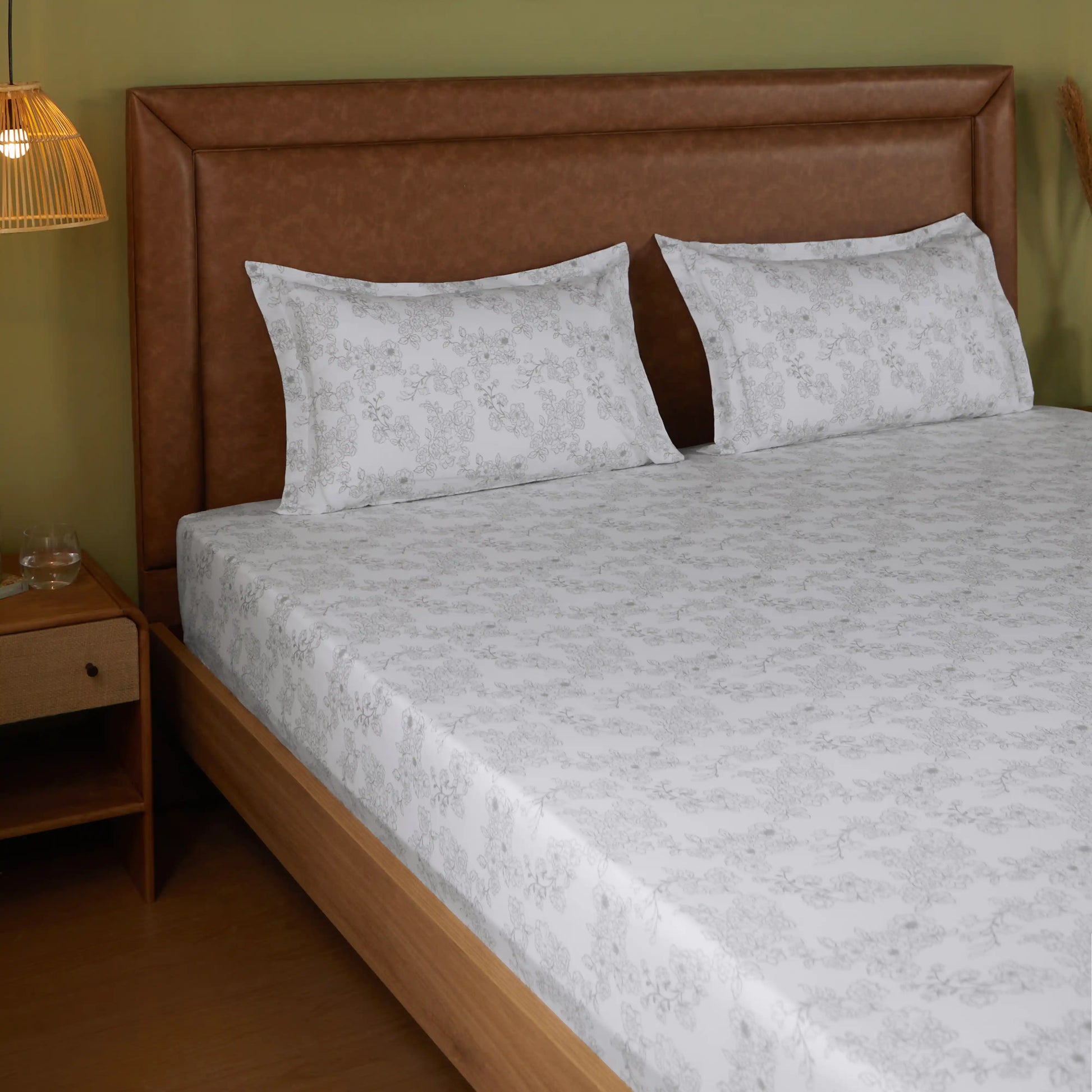 Bloomshire Classic | Everyday Charm Printed Cotton Bedsheet Set-Grey Grey / King