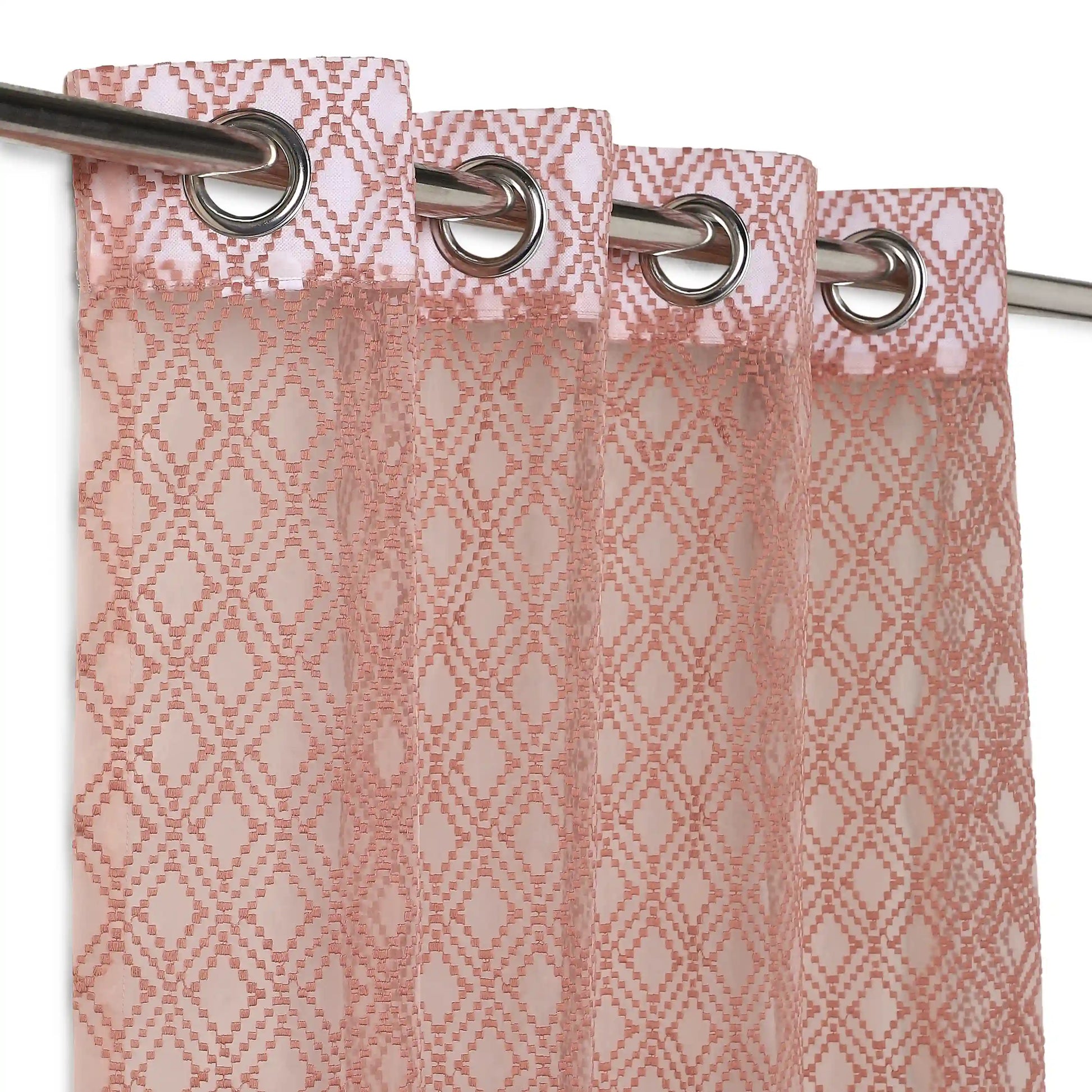 Velina Set Of 2 Embroidered Sheer Readymade Curtains | Boho Mirage Soft Petal / Door (3.60ft X 7.22ft)