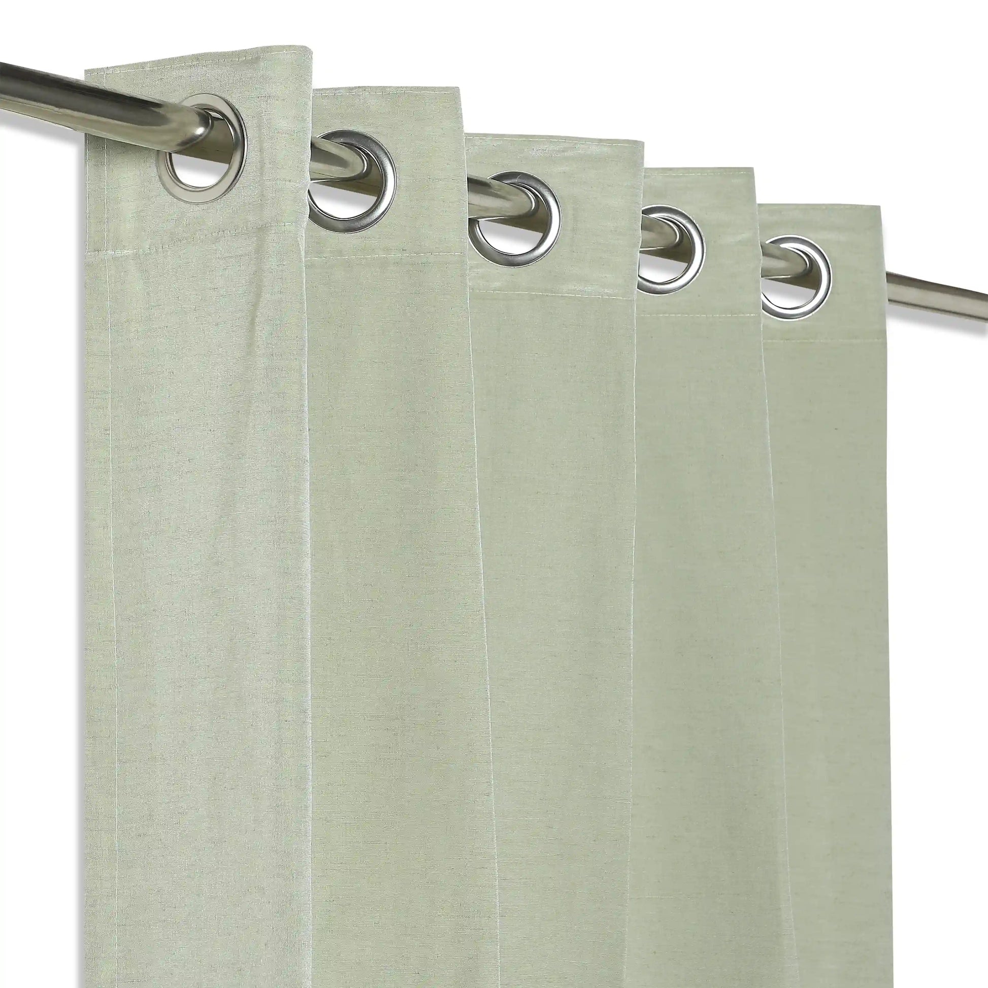 Paleto Set Of 2 Solid Readymade Curtains | Hue Harmony Green Tea / Window (5ft X 4.4ft)