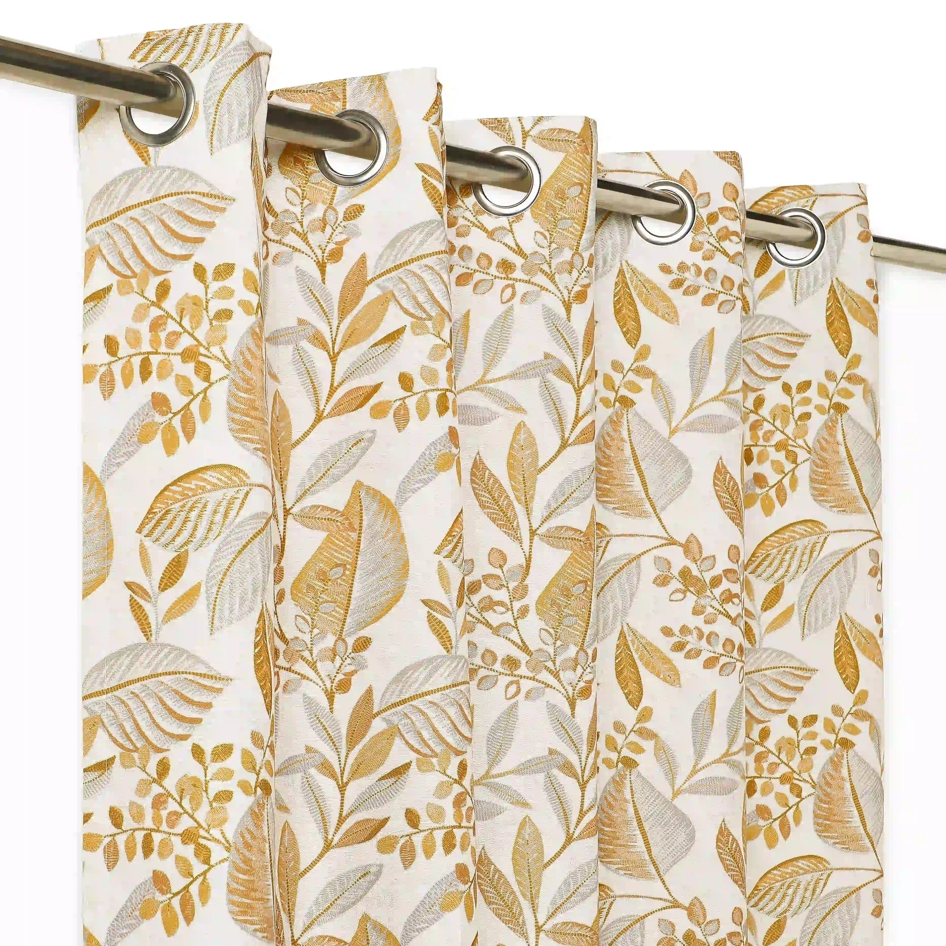 Chippa Lane Set Of 2 Printed Readymade Curtains | Sketchy Botanicals Brown / Door (7ft X 4.4ft)