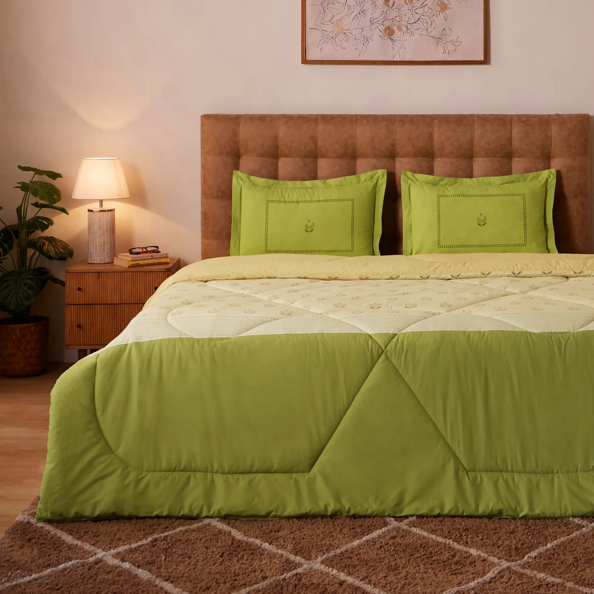 Chippa Lane 100% 240GSM Cotton Comforter Indian Moss / Double