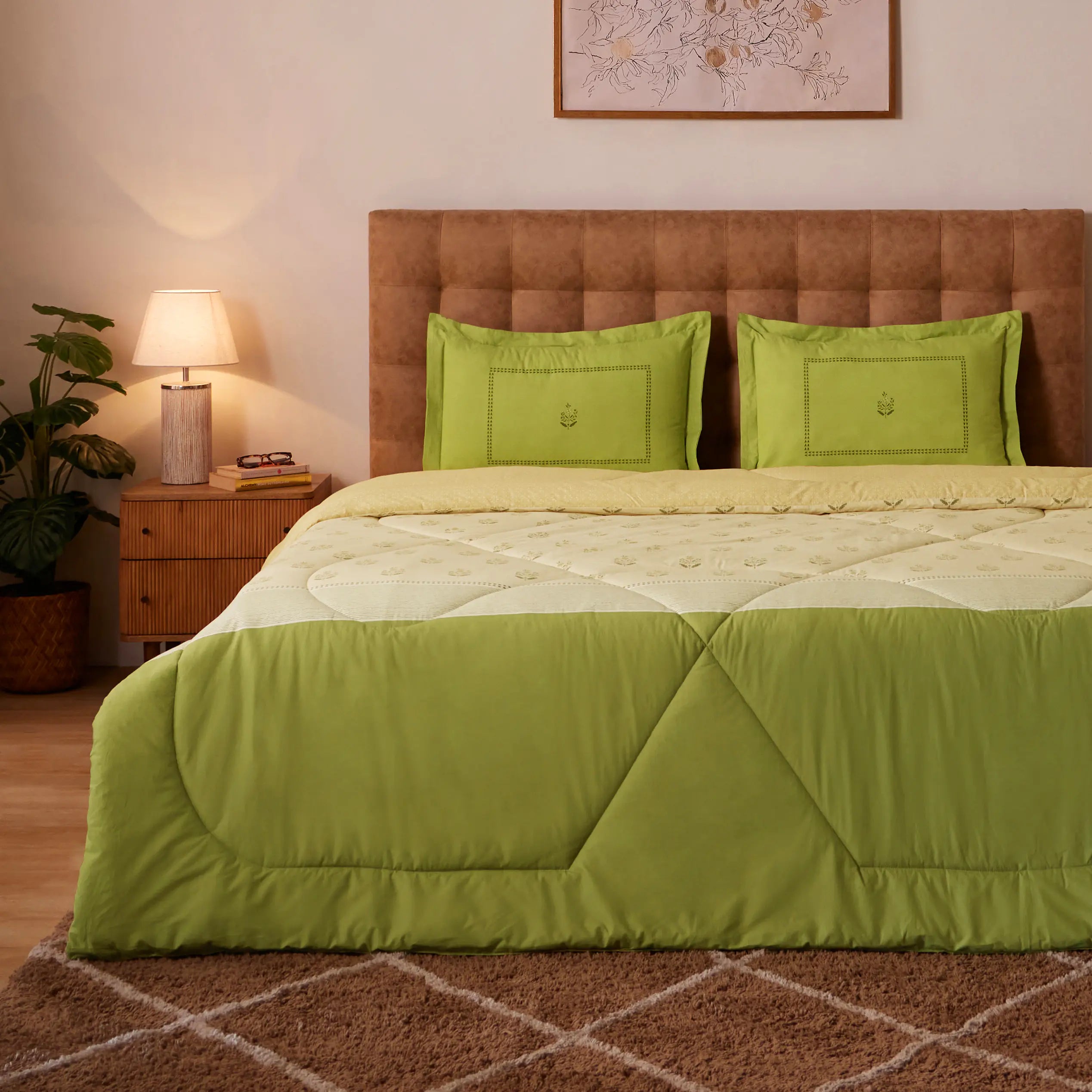 Chippa Lane 100% 240GSM Cotton Comforter Indian Moss / Double