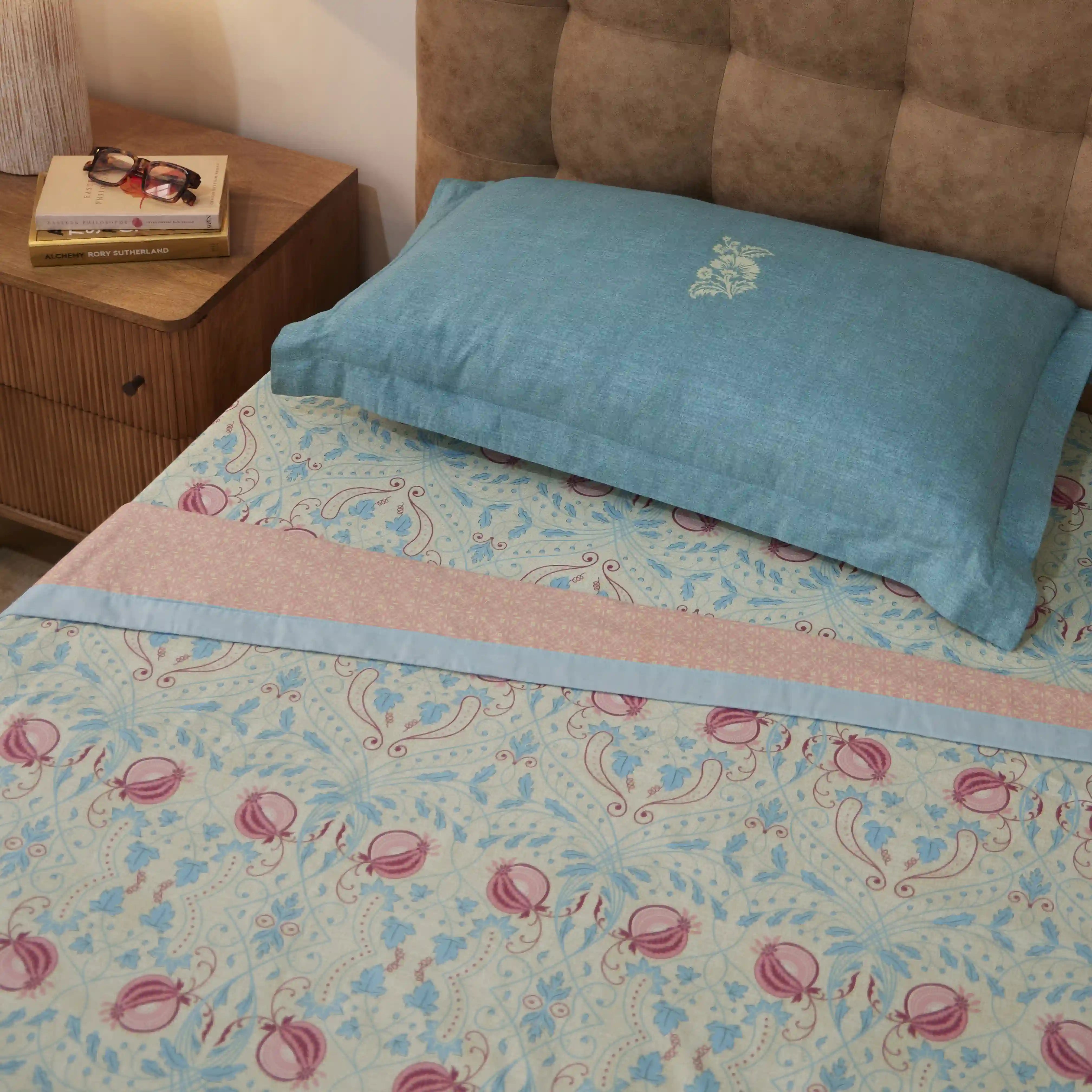 Chippa Lane | Contemporary Indian Print Design Reversible Dohar with Super Soft Flannel Layering-Light Blue Light Blue / Single