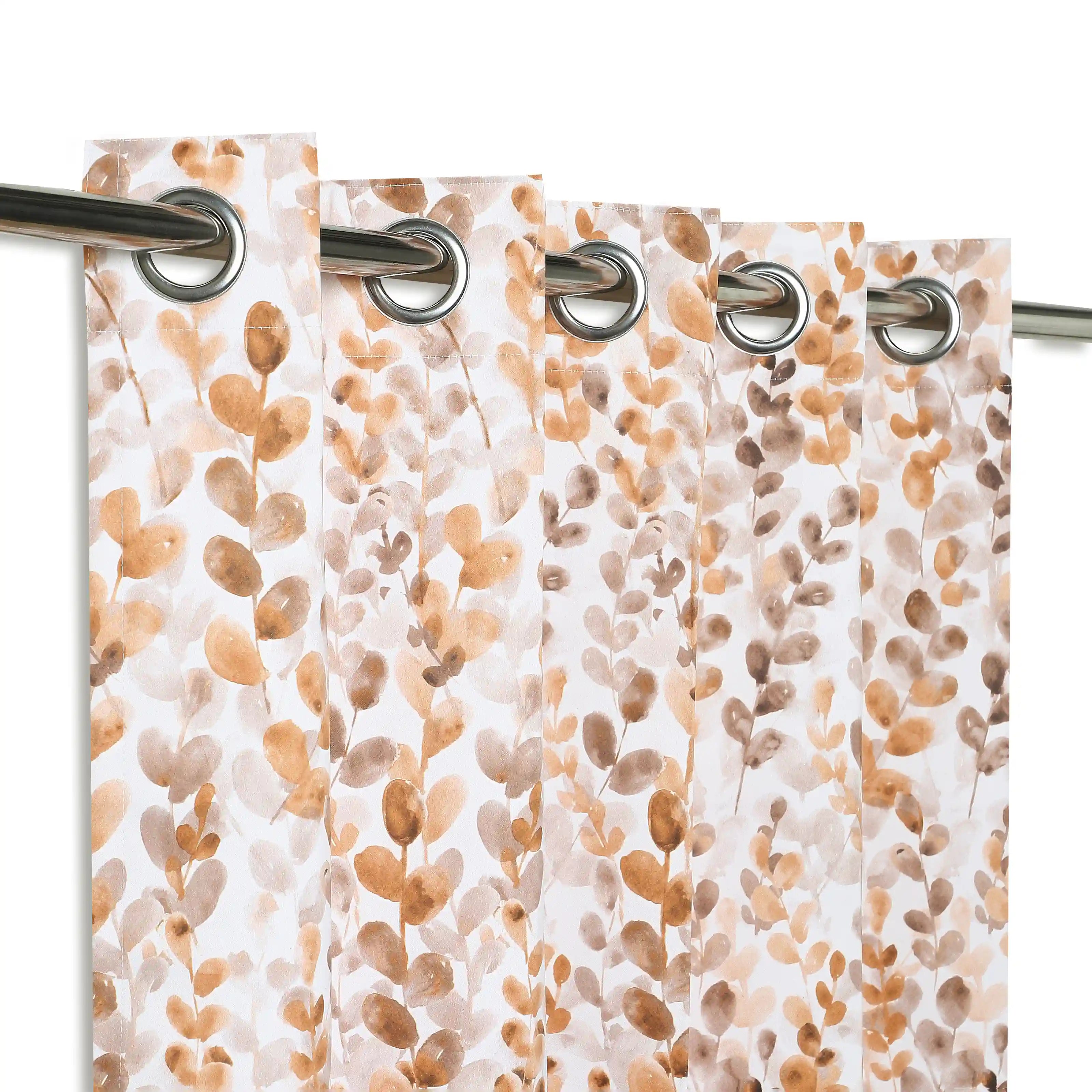 Bloomshire Classic Set Of 2 Printed Readymade Curtains | Leafy Fresh Clay / Window (5ft X 4.4ft)