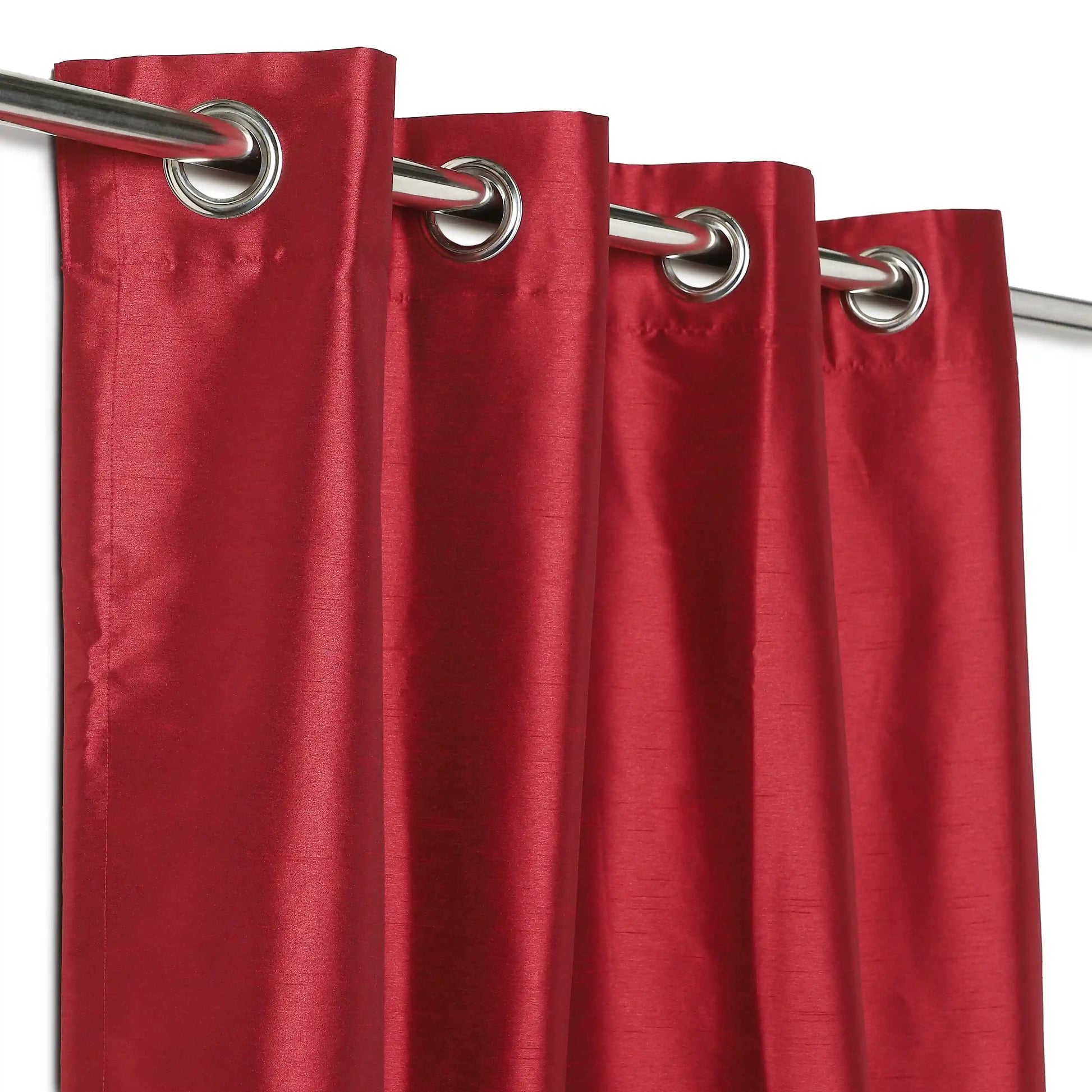 Paleto Set Of 2 Solid Readymade Curtains | Pure Hues Ruby Red / Door (4.25ft X 7.22ft)