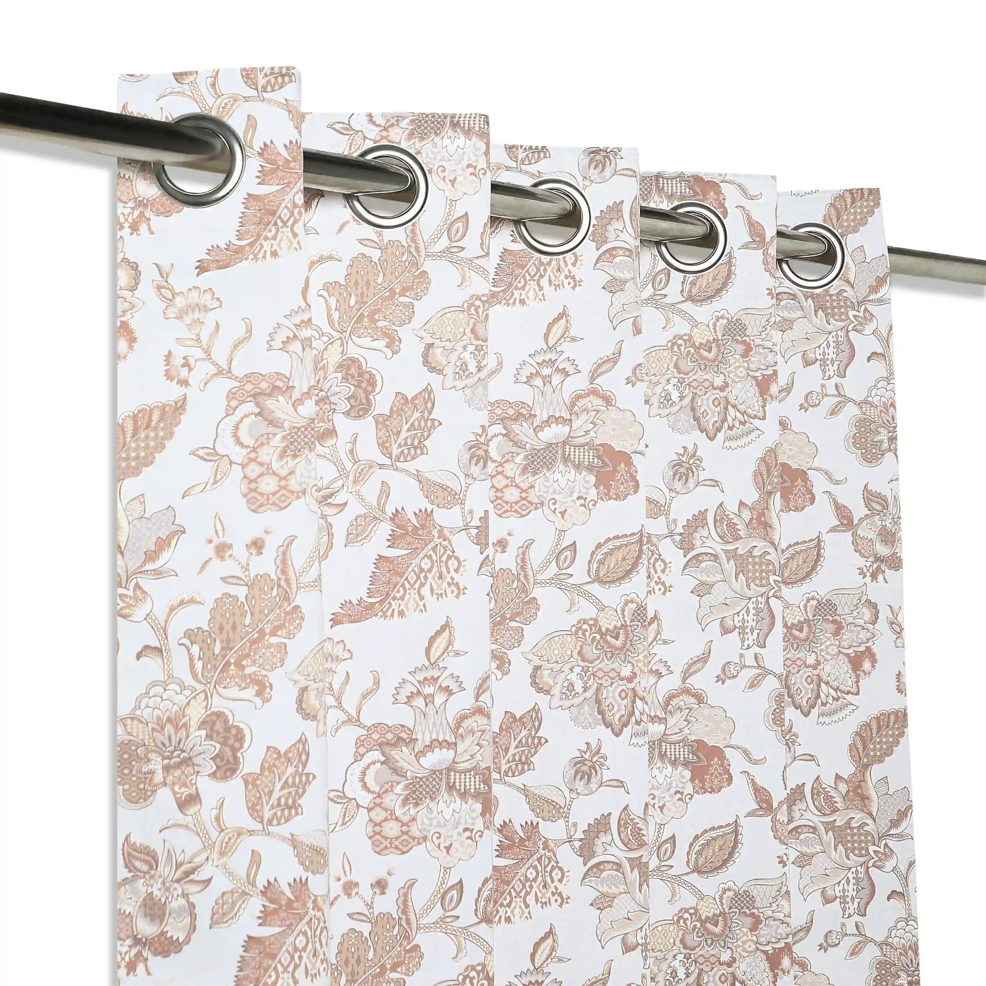 Bloomshire Classic Set Of 2 Printed Readymade Curtains | Classic Chintz Sand / Door-XL (9ft X 4.4ft)