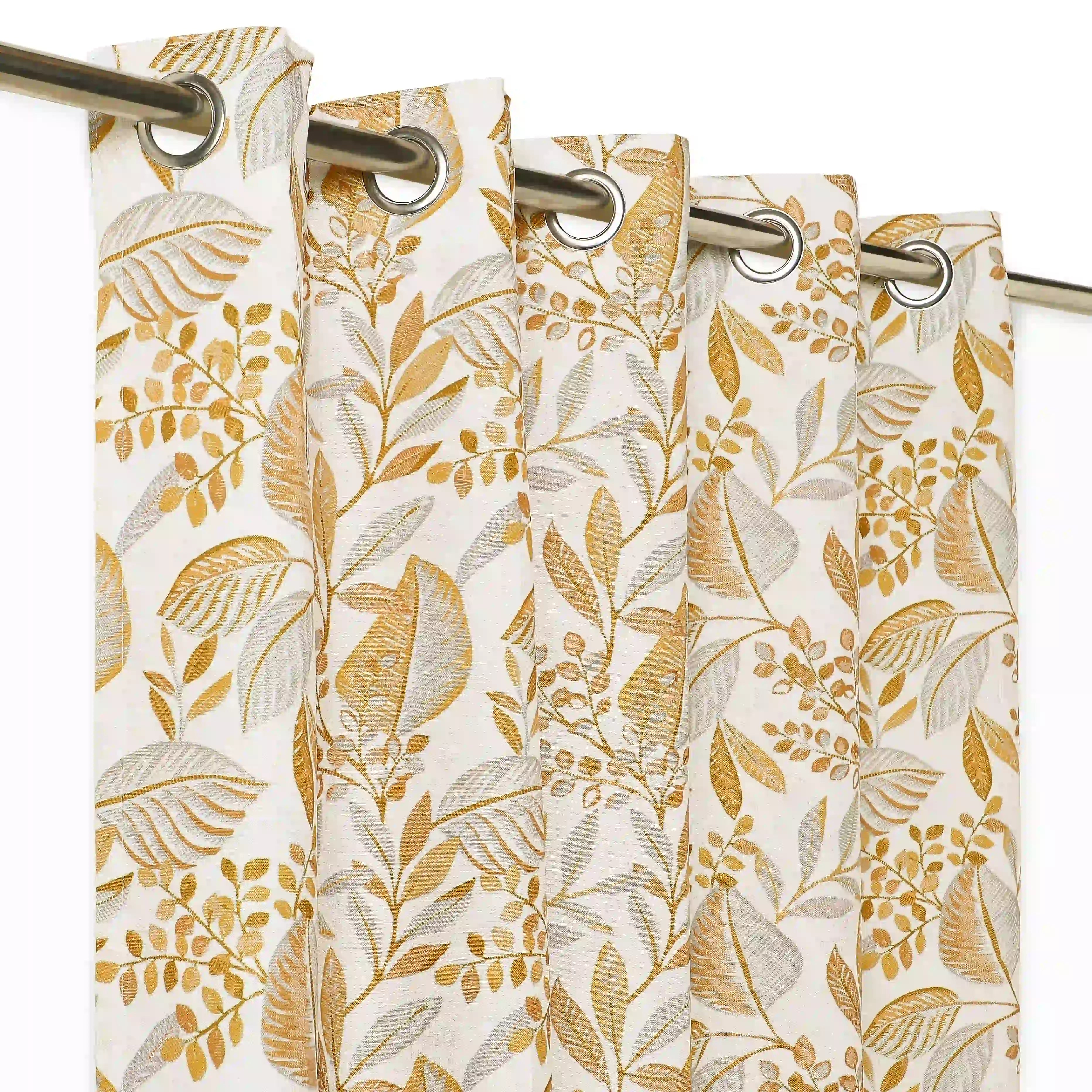 Chippa Lane Set Of 2 Printed Readymade Curtains | Sketchy Botanicals Brown / Door-XL (9ft X 4.4ft)
