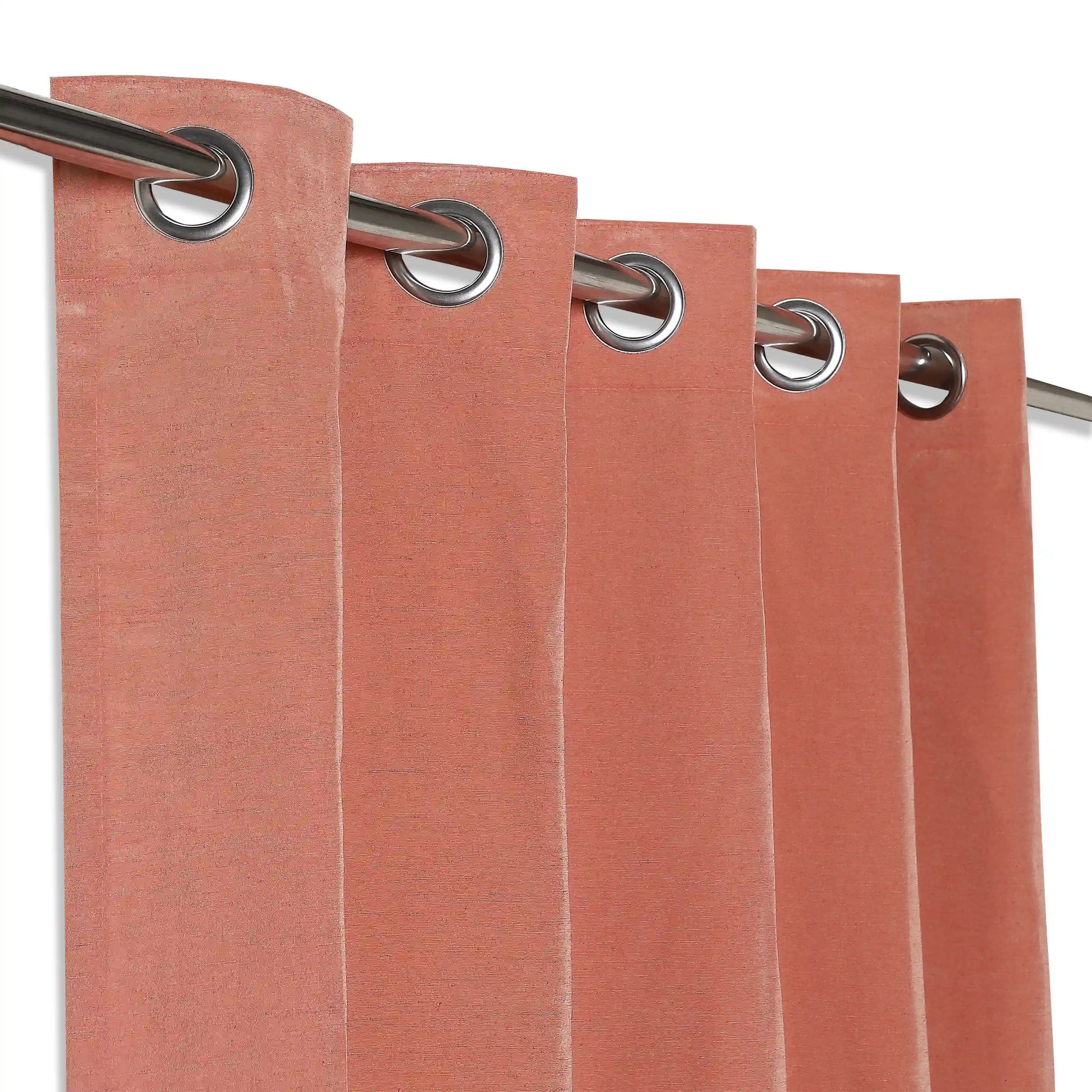 Paleto Set Of 2 Solid Readymade Curtains | Hue Harmony Clay / Window (5ft X 4.4ft)