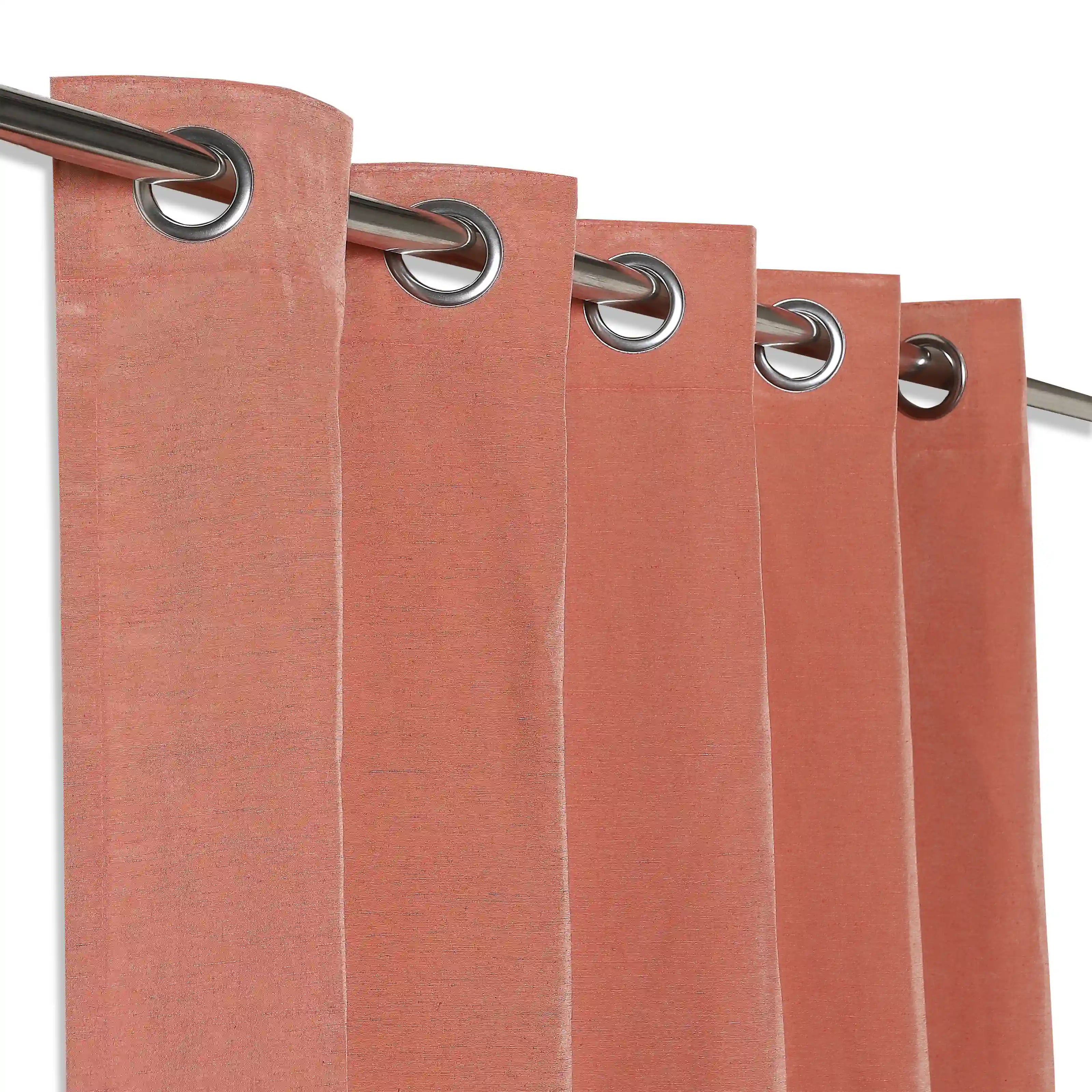 Paleto Set Of 2 Solid Readymade Curtains | Hue Harmony Clay / Window (5ft X 4.4ft)