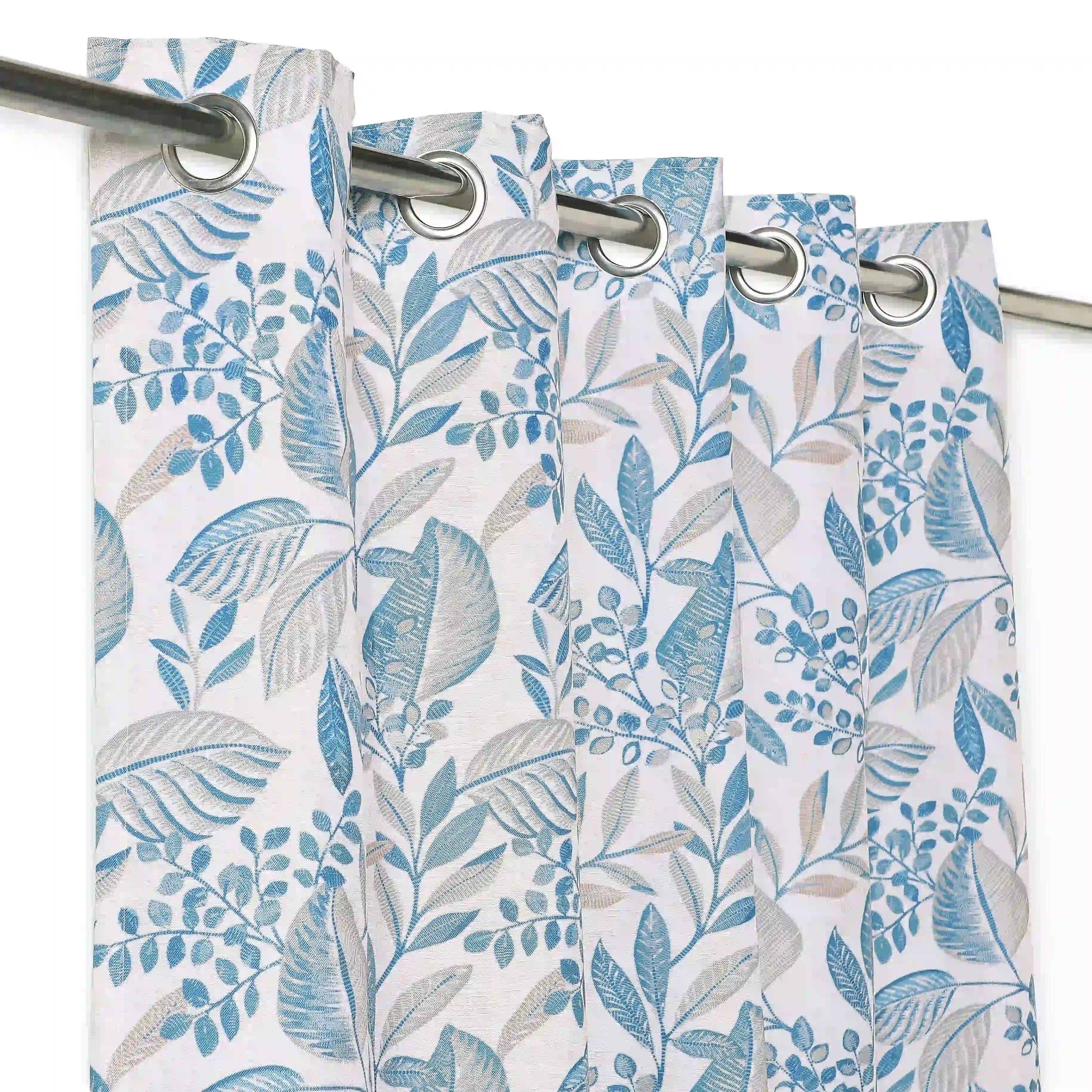 Chippa Lane Set Of 2 Printed Readymade Curtains | Sketchy Botanicals Bluebell / Door-XL (9ft X 4.4ft)