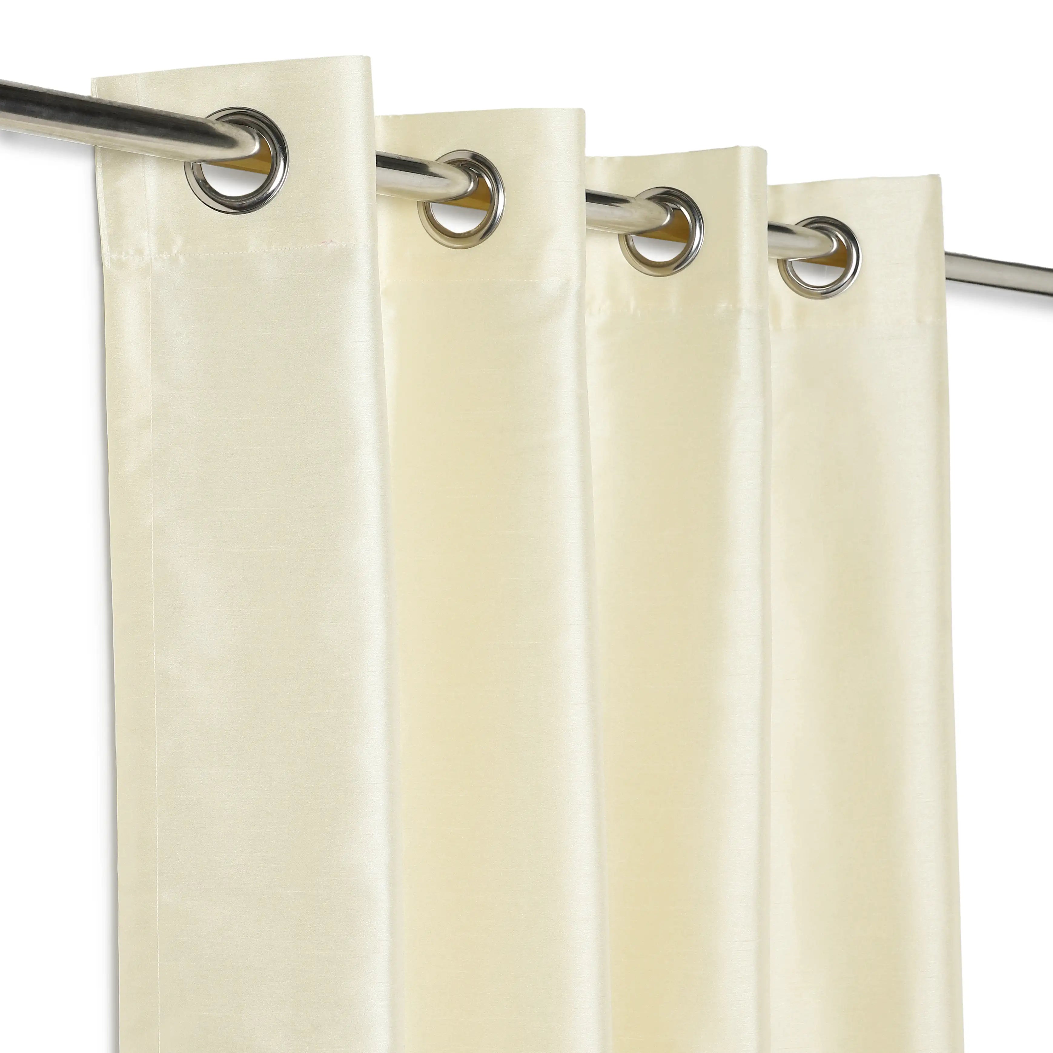Paleto Set Of 2 Solid Readymade Curtains | Pure Hues Cashmere Cream / Door (4.25ft X 7.22ft)