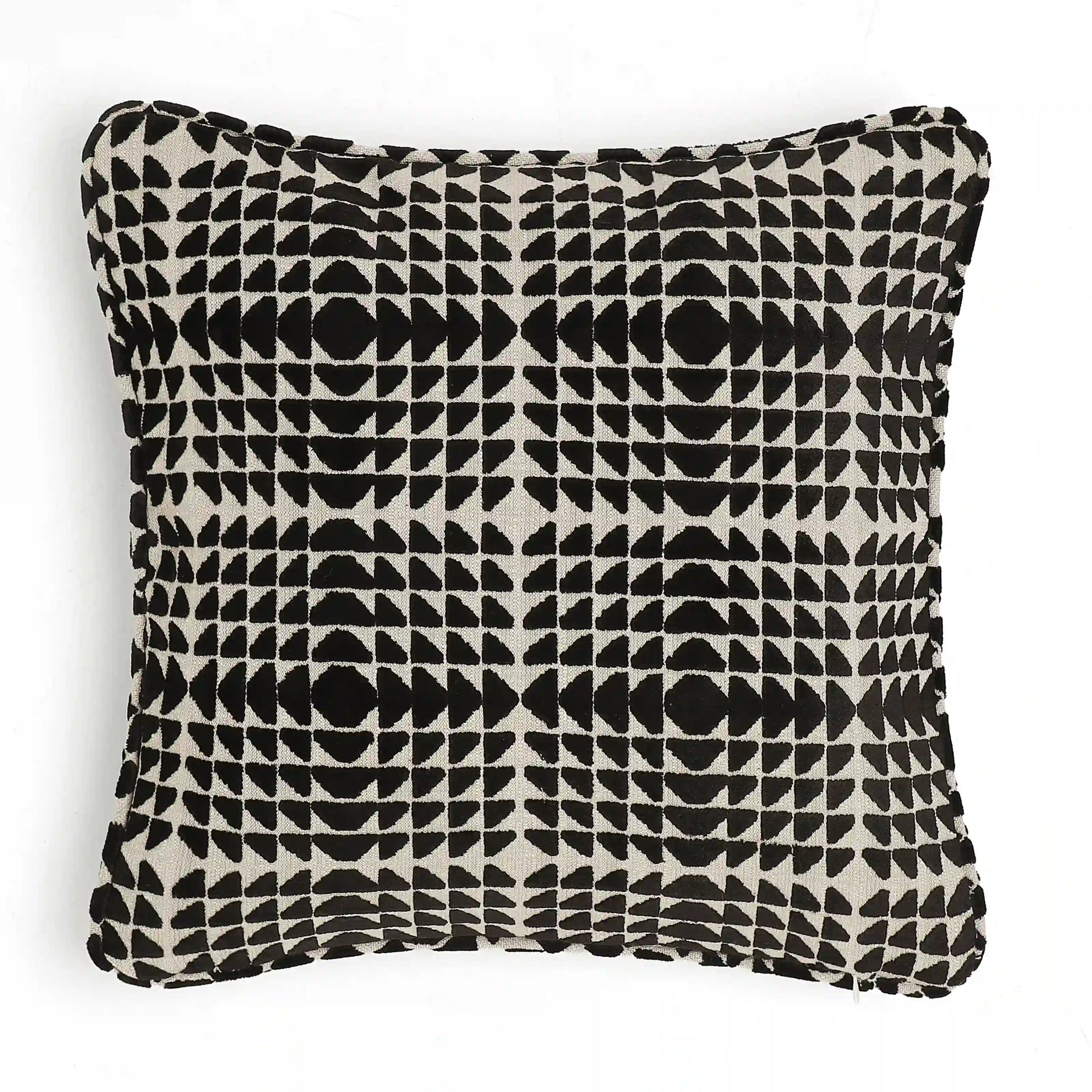 Estrella Woven Cushion Cover | Monochrome Play Ebony / Cushion Cover (51cm x 51cm)
