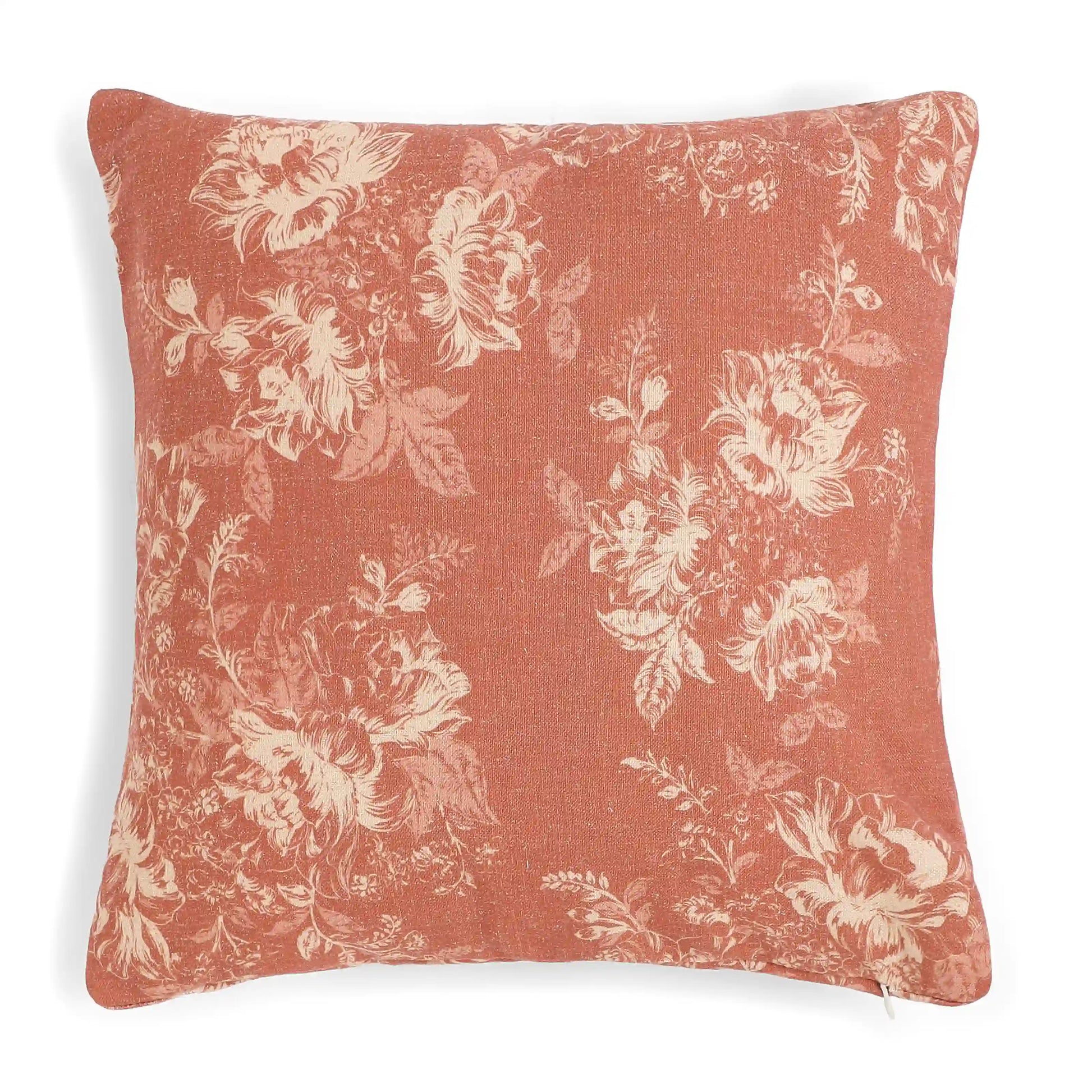Vissencia Printed Cushion Cover | Blossoms Autumn Rust / Cushion Cover (51cm x 51cm)