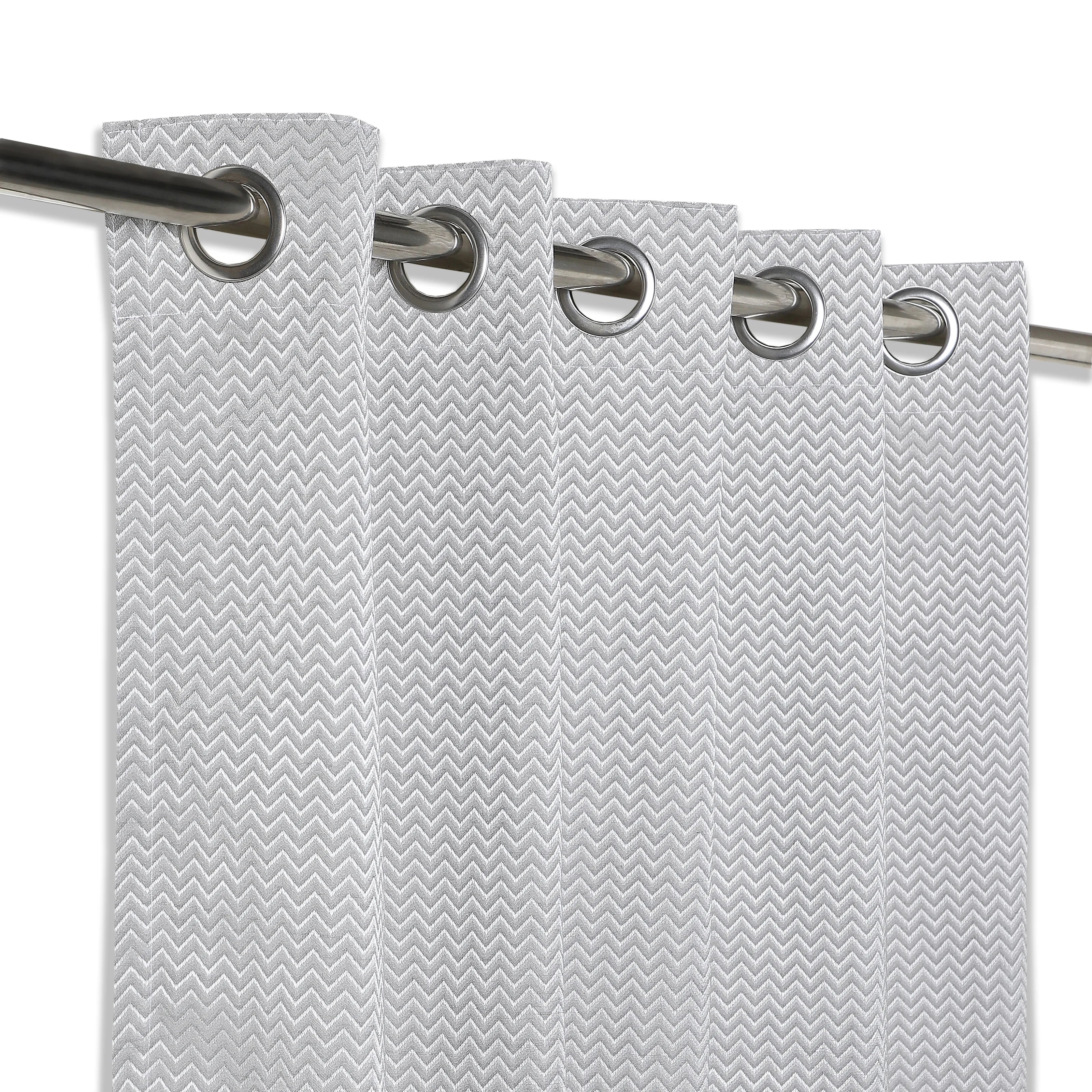 De Jacquard - Classic Set Of 2 Jacquard Readymade Curtains | Endless Chevron Mink / Door-XL (9ft X 4.4ft)