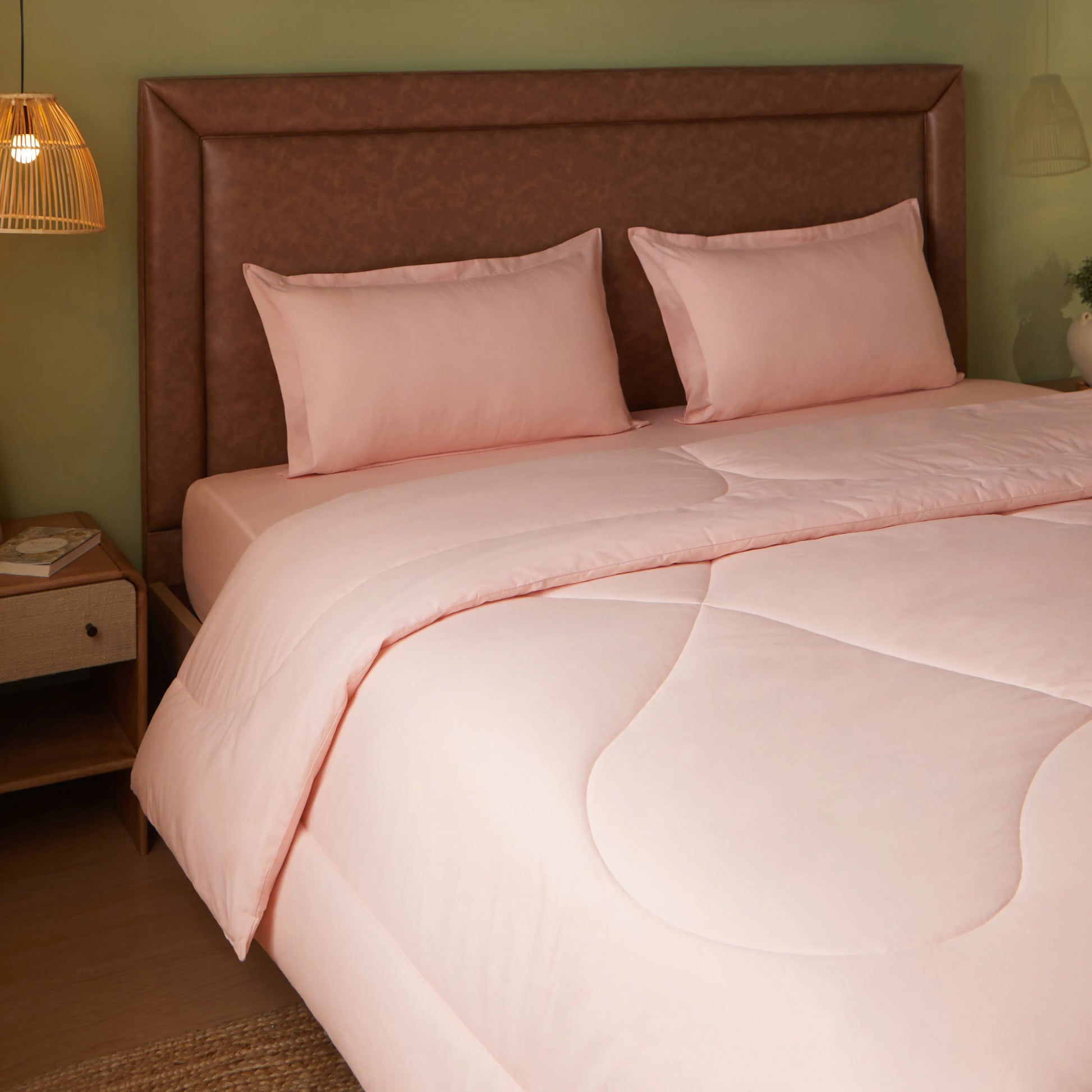 Paleto | Everyday Hues Cotton Solid Dyed 120GSM Comforter-Veiled Rose Veiled Rose / Double