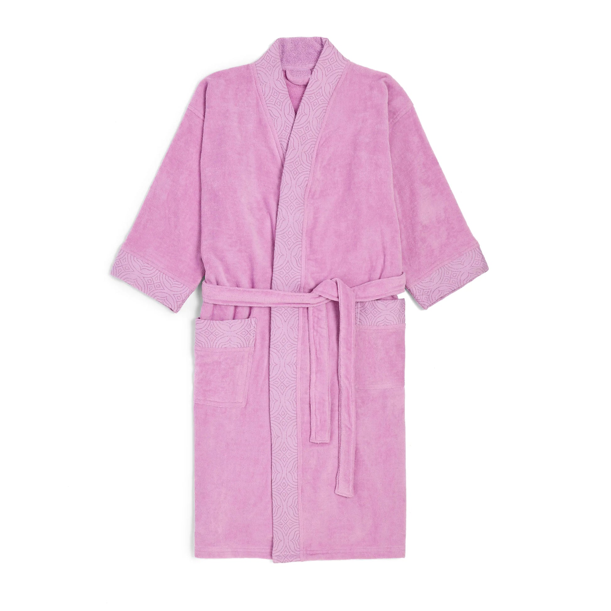 De Jacquard 100% Cotton Bathrobe Lavender / Medium