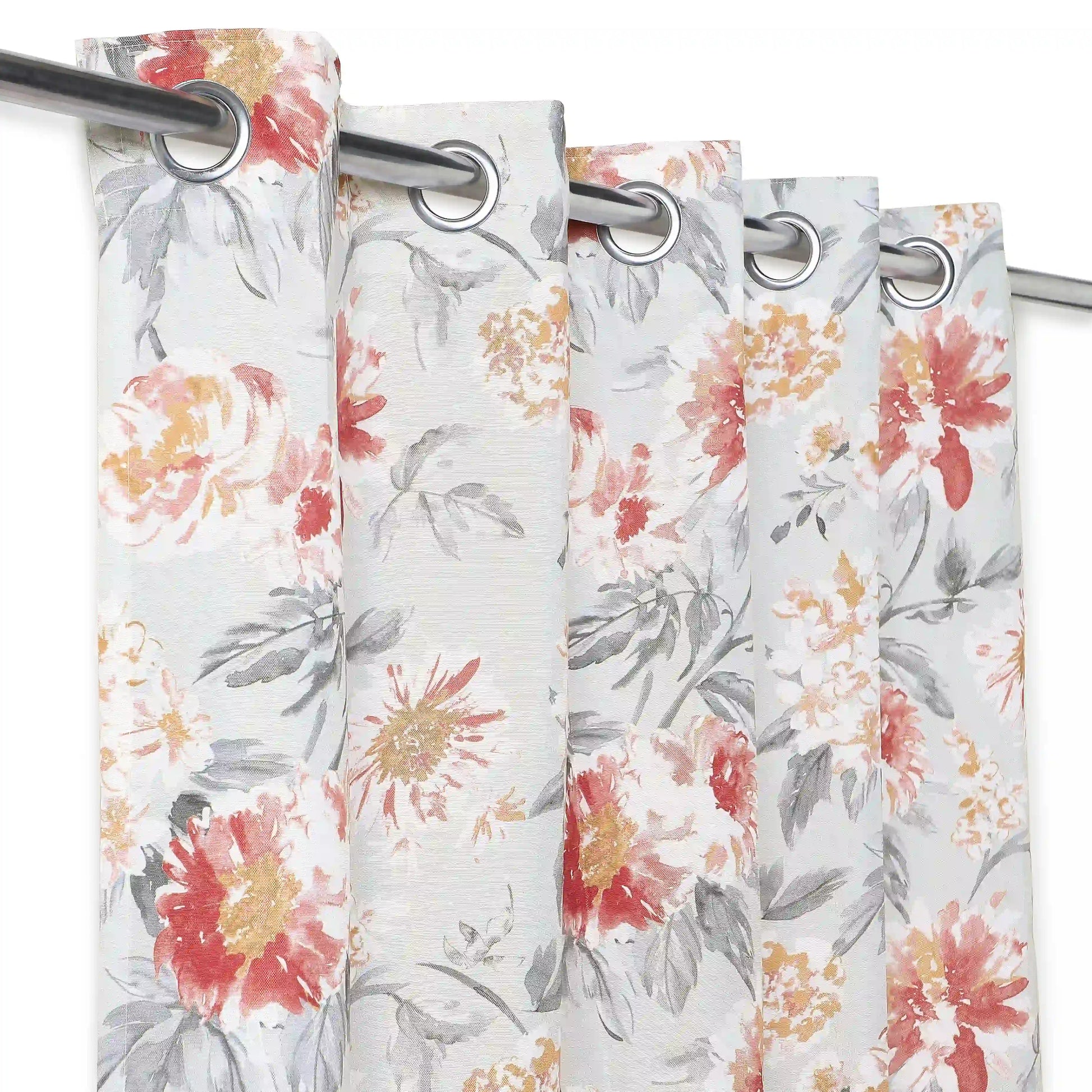 Chippa Lane Set Of 2 Printed Readymade Curtains | Floral Mist Steel / Door (7ft X 4.4ft)