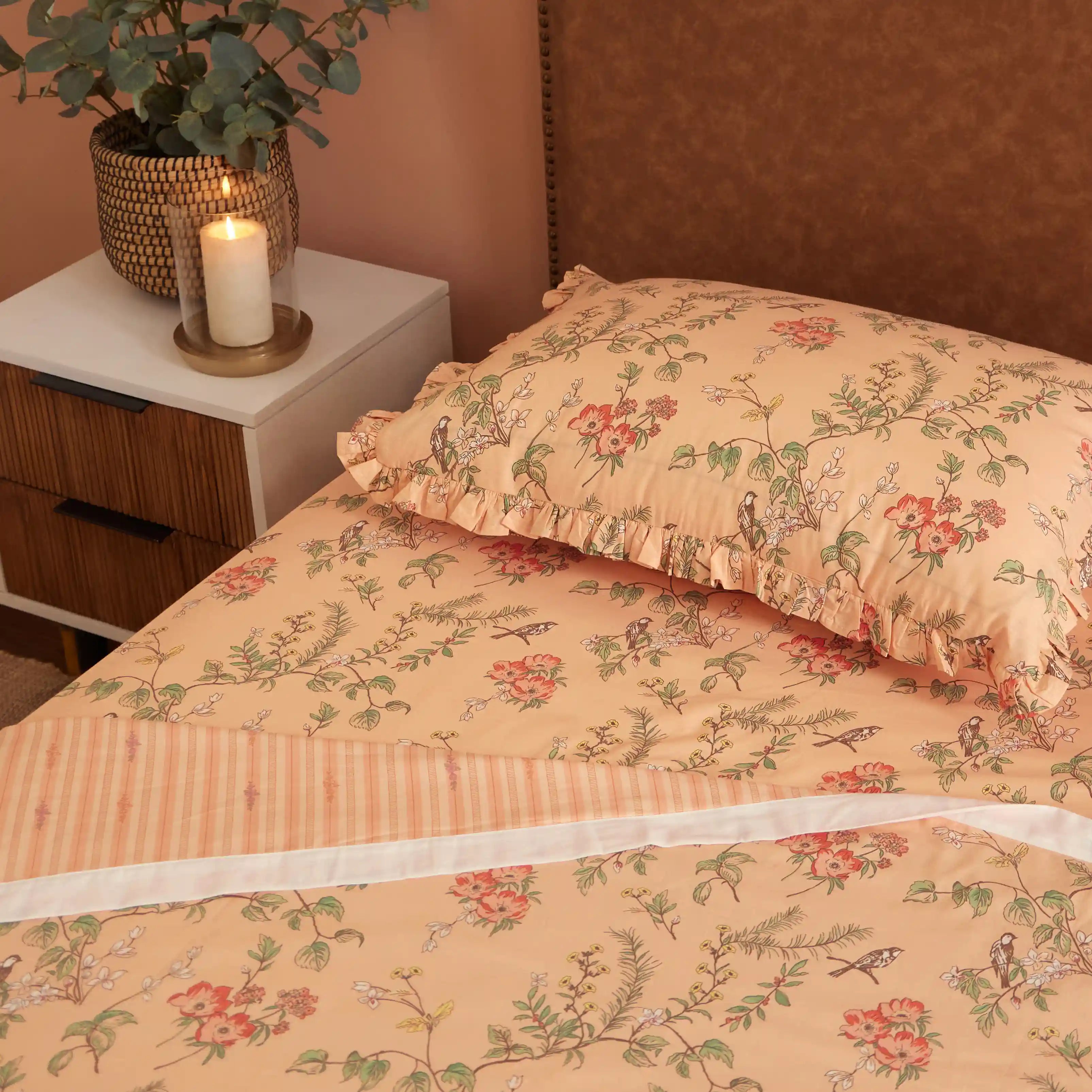 Bloomshire Luxe Printed Dohar-Peach Peach / Single