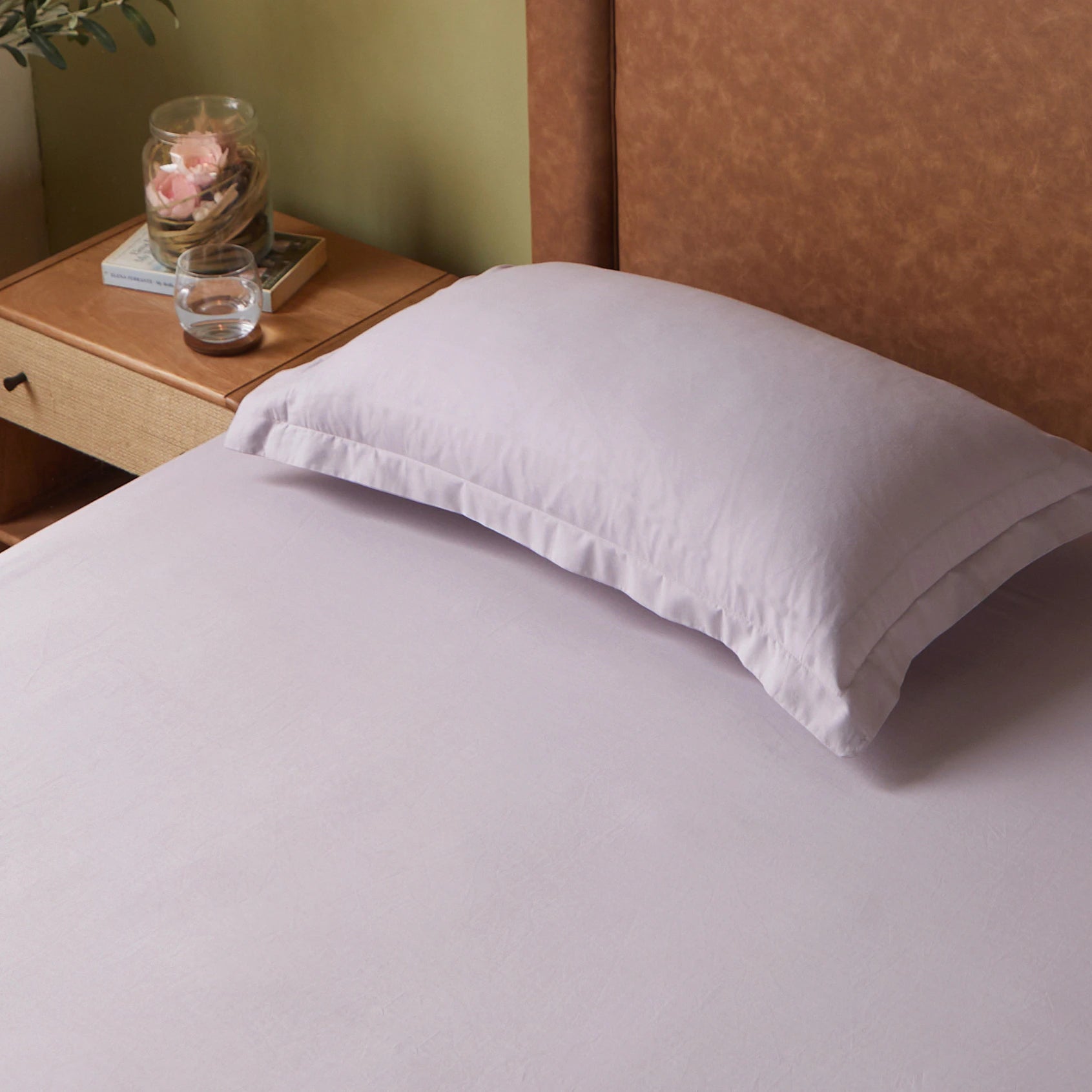 Paleto | Everyday Hues Solid Dyed Cotton Bedsheet Set-Grey Lavender Grey Lavender / Single